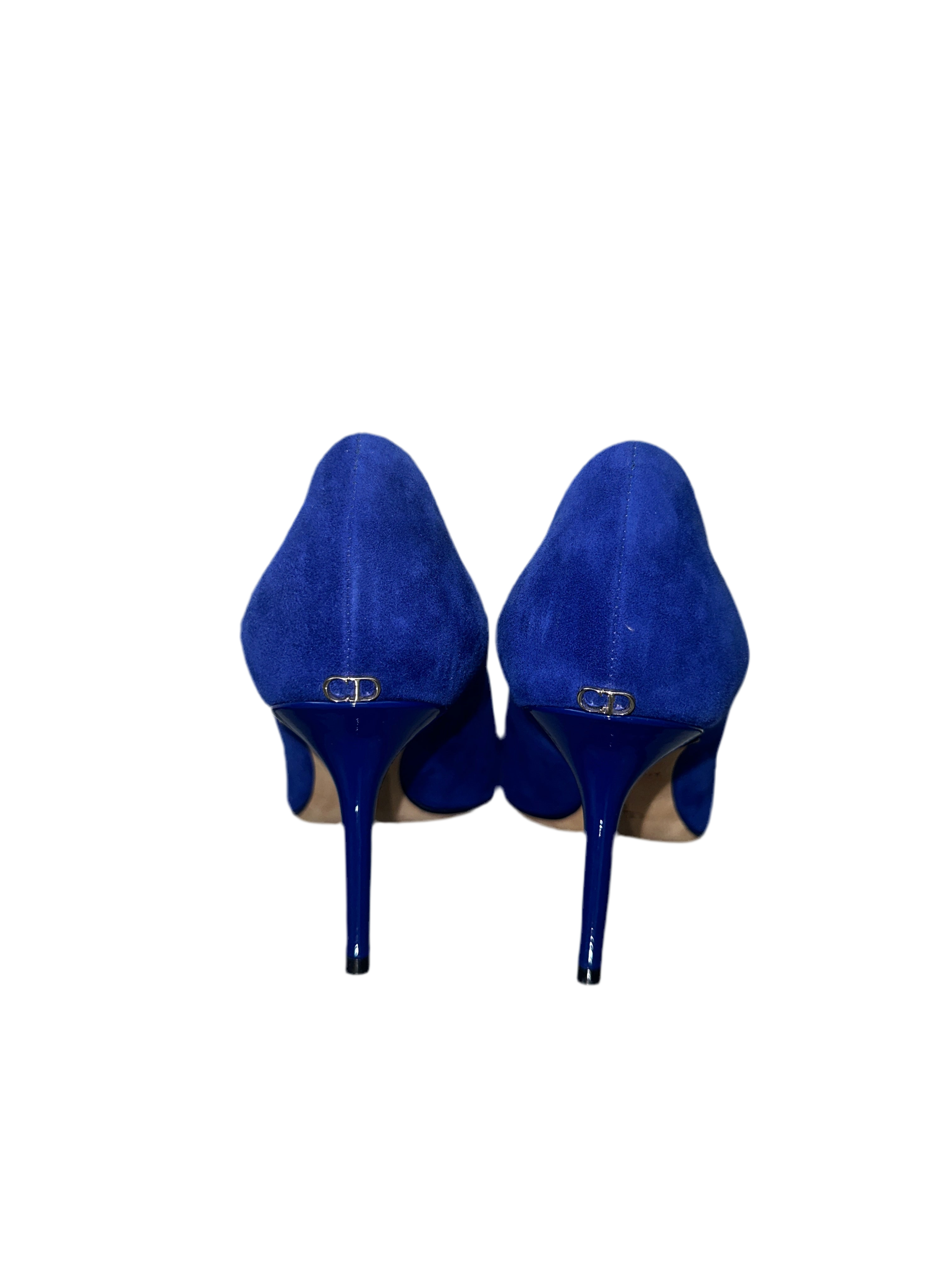 Dior cherie pointy pumps heel blue with "rose" pattern - size 36