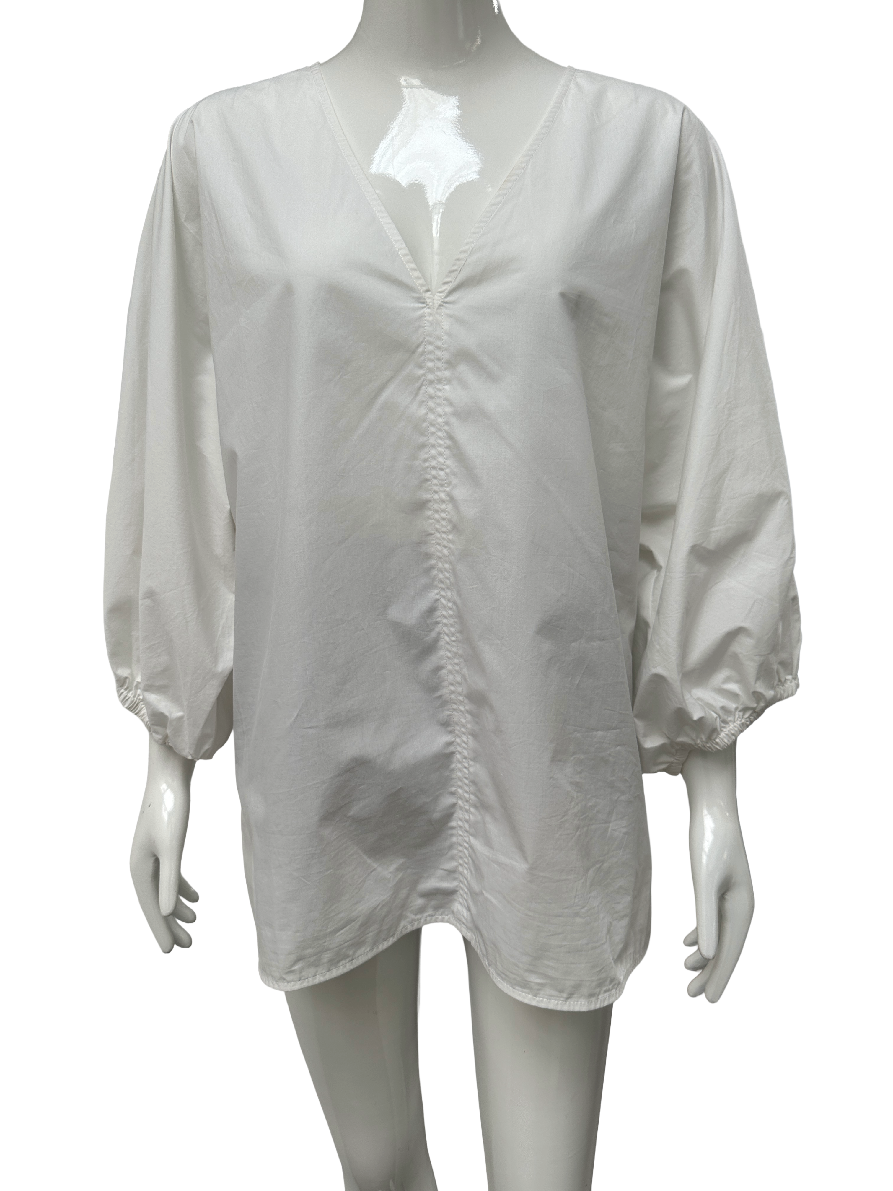 By Malene Birger white organic cotton v-neck blouse - size 38