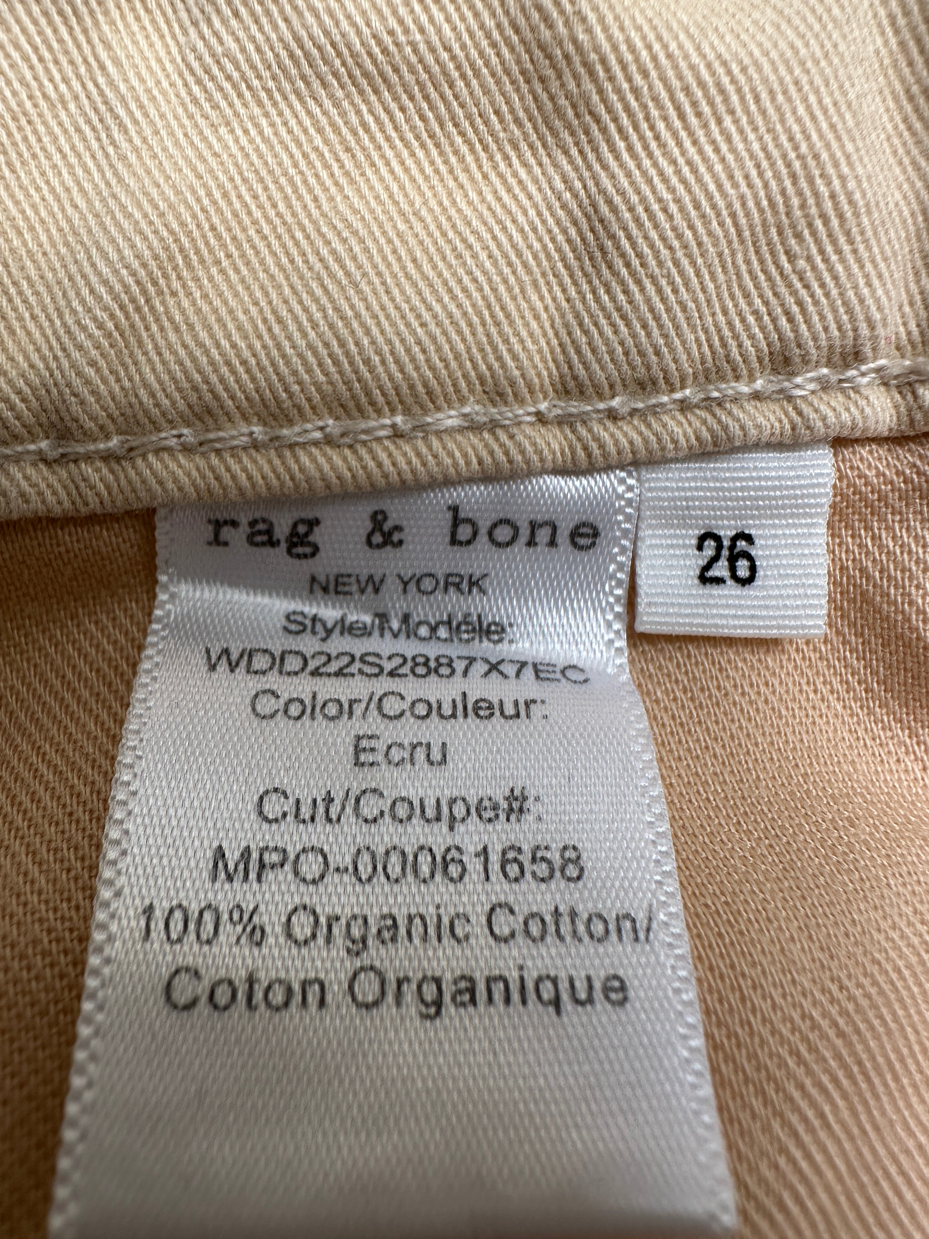 Rag & Bone white Alissa high-rise barrel leg - size 26