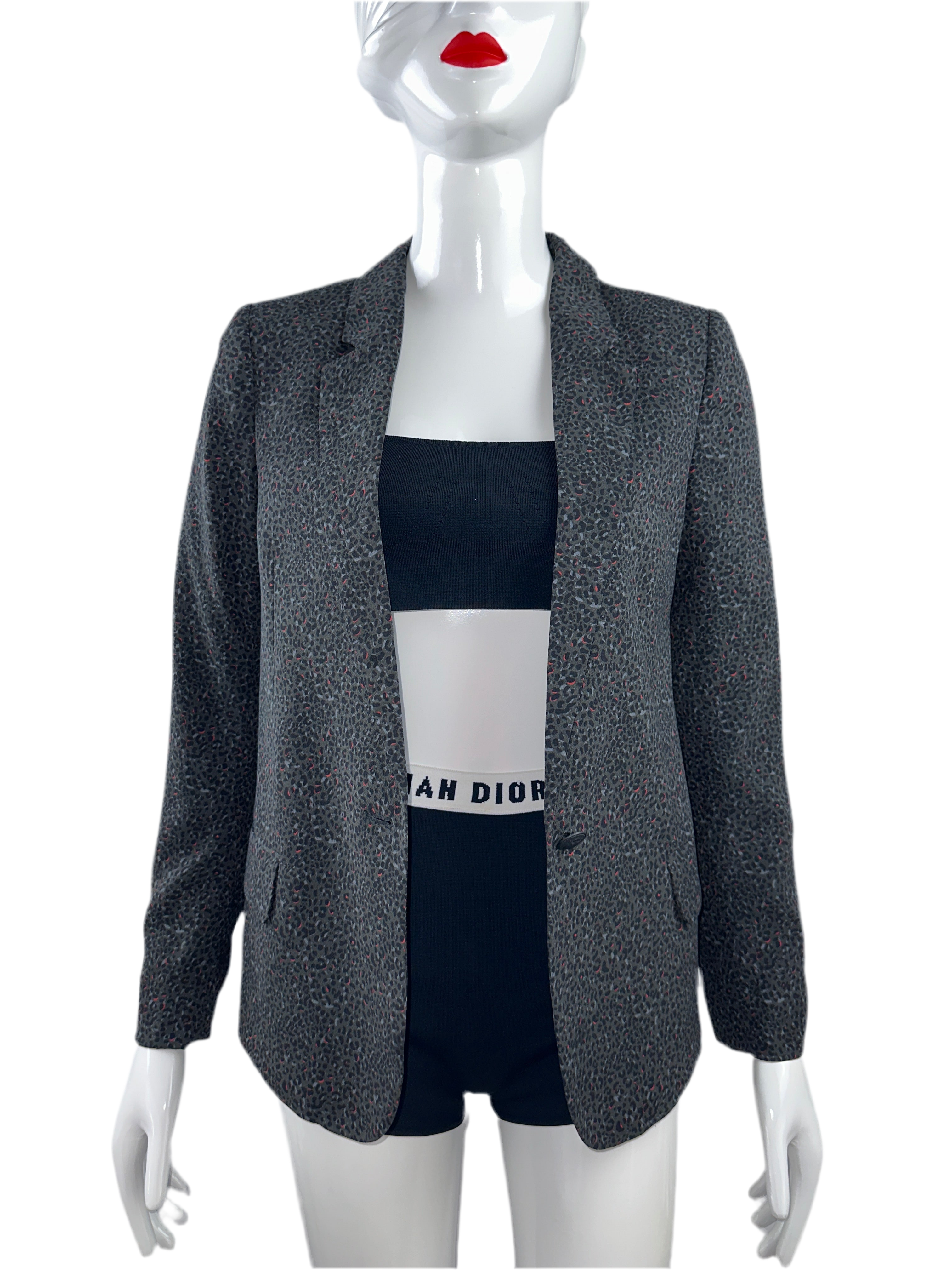 IKKS grey leopard print jacket - size 34