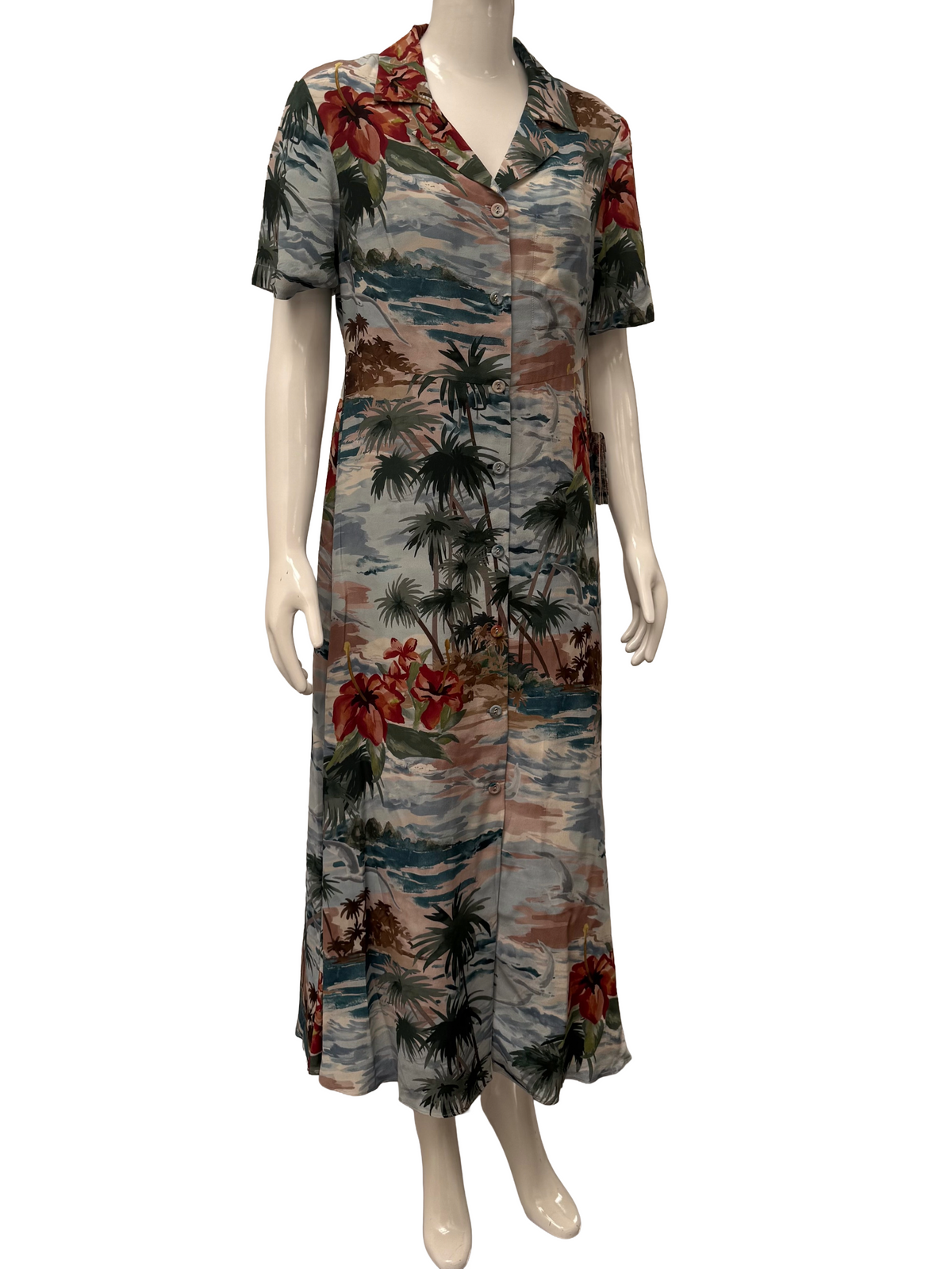 Valentino hawaiian silk shirt dress - size 44