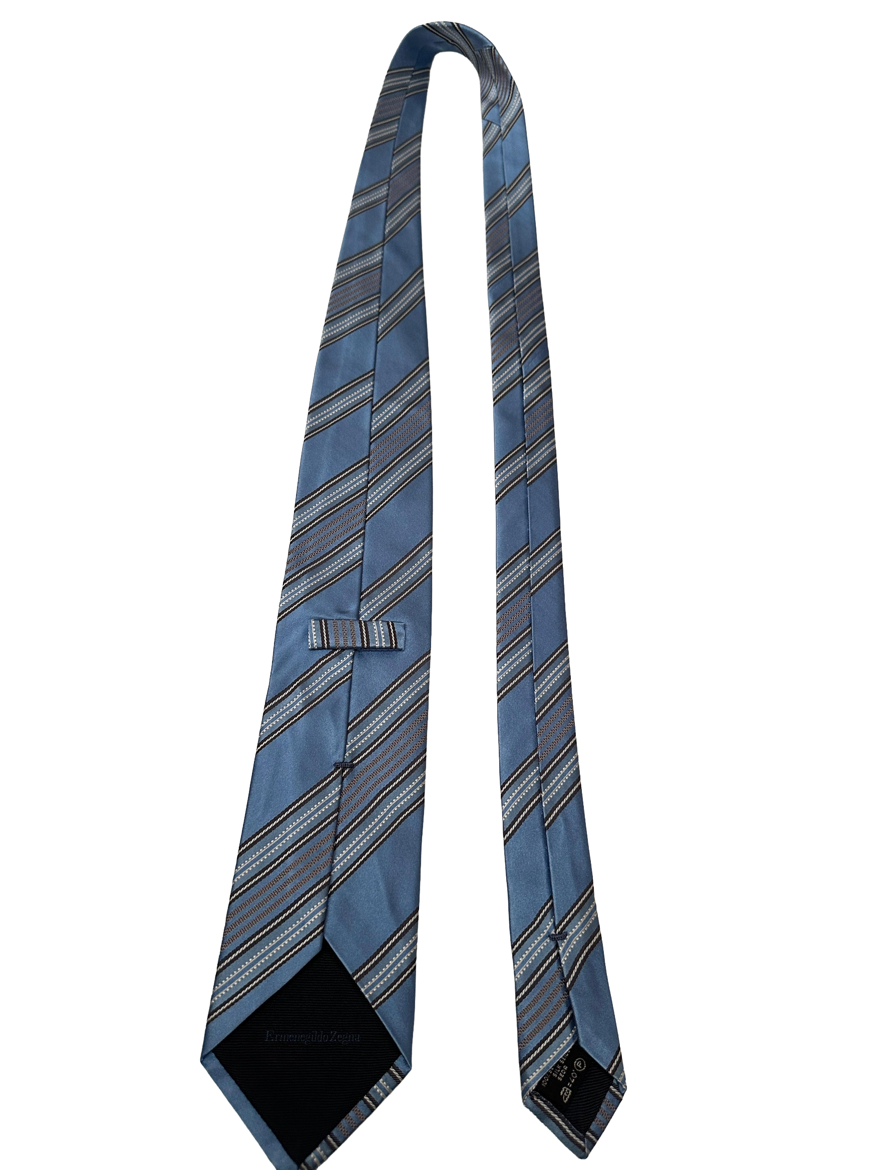 Ermenegildo Zegna silk tie (light blue & brown stripes)