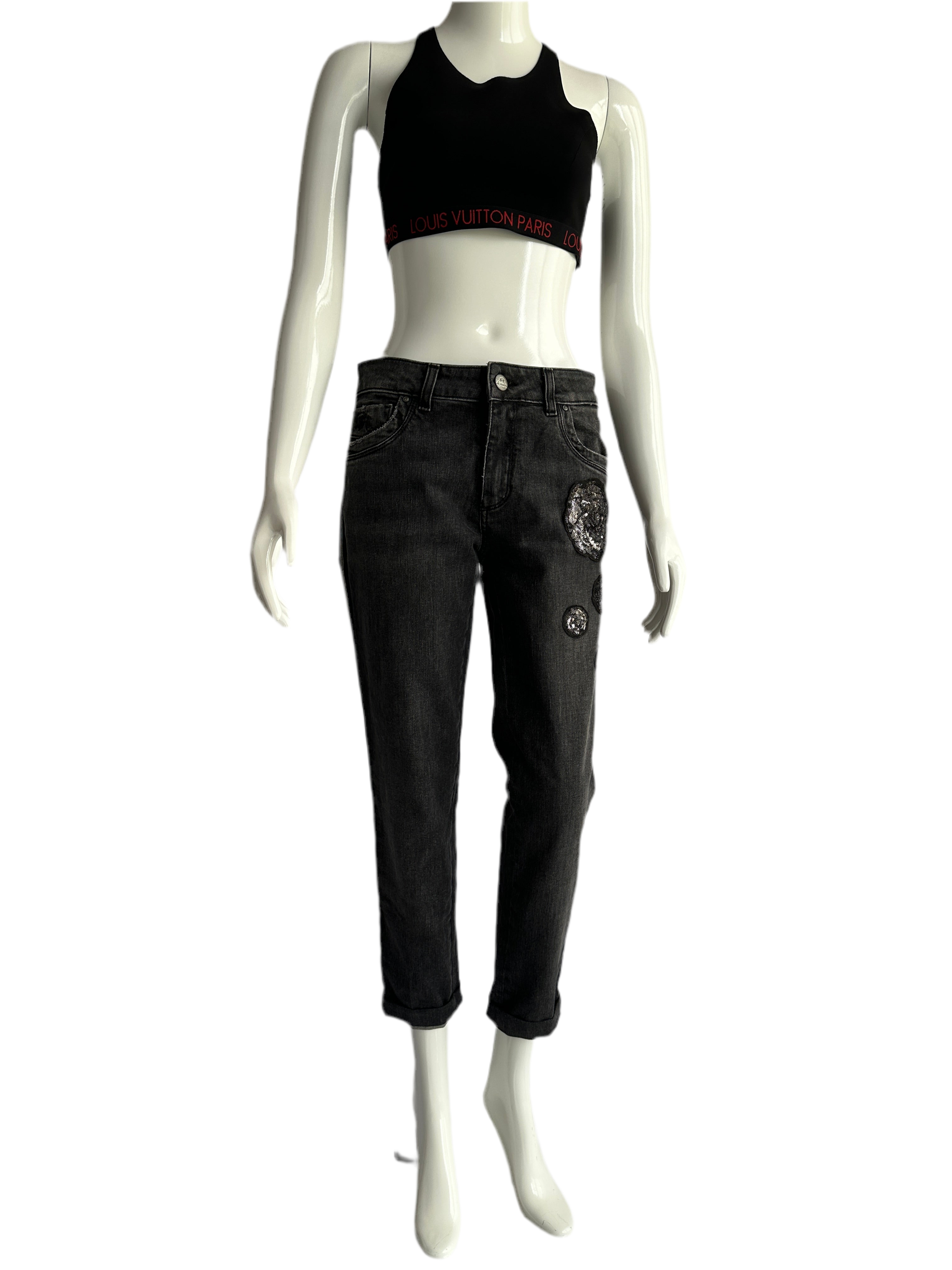 La Martina grey jeans with strass flower - size 38