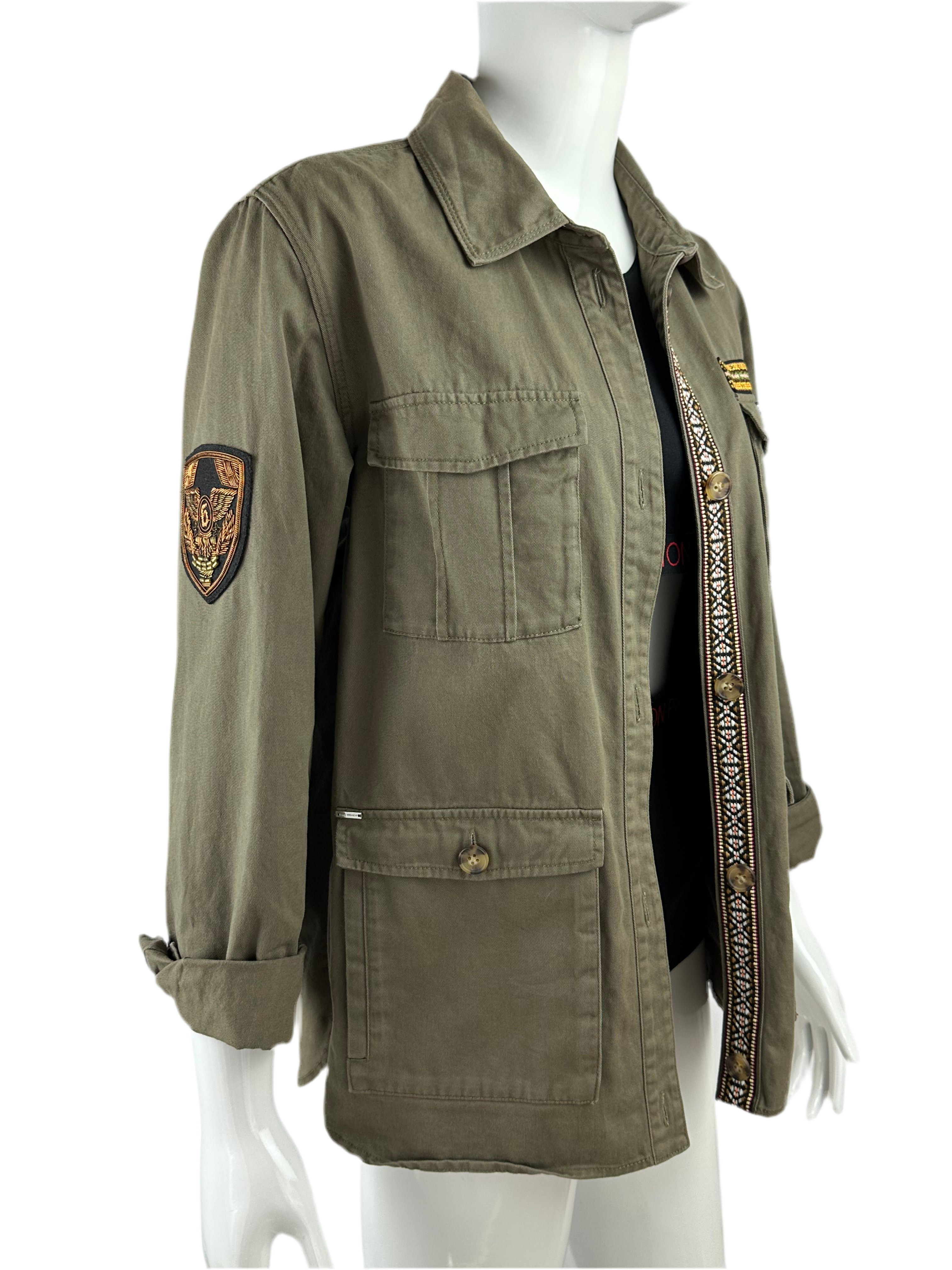 IKKS Khaki jacket "Make art not war" - size XS