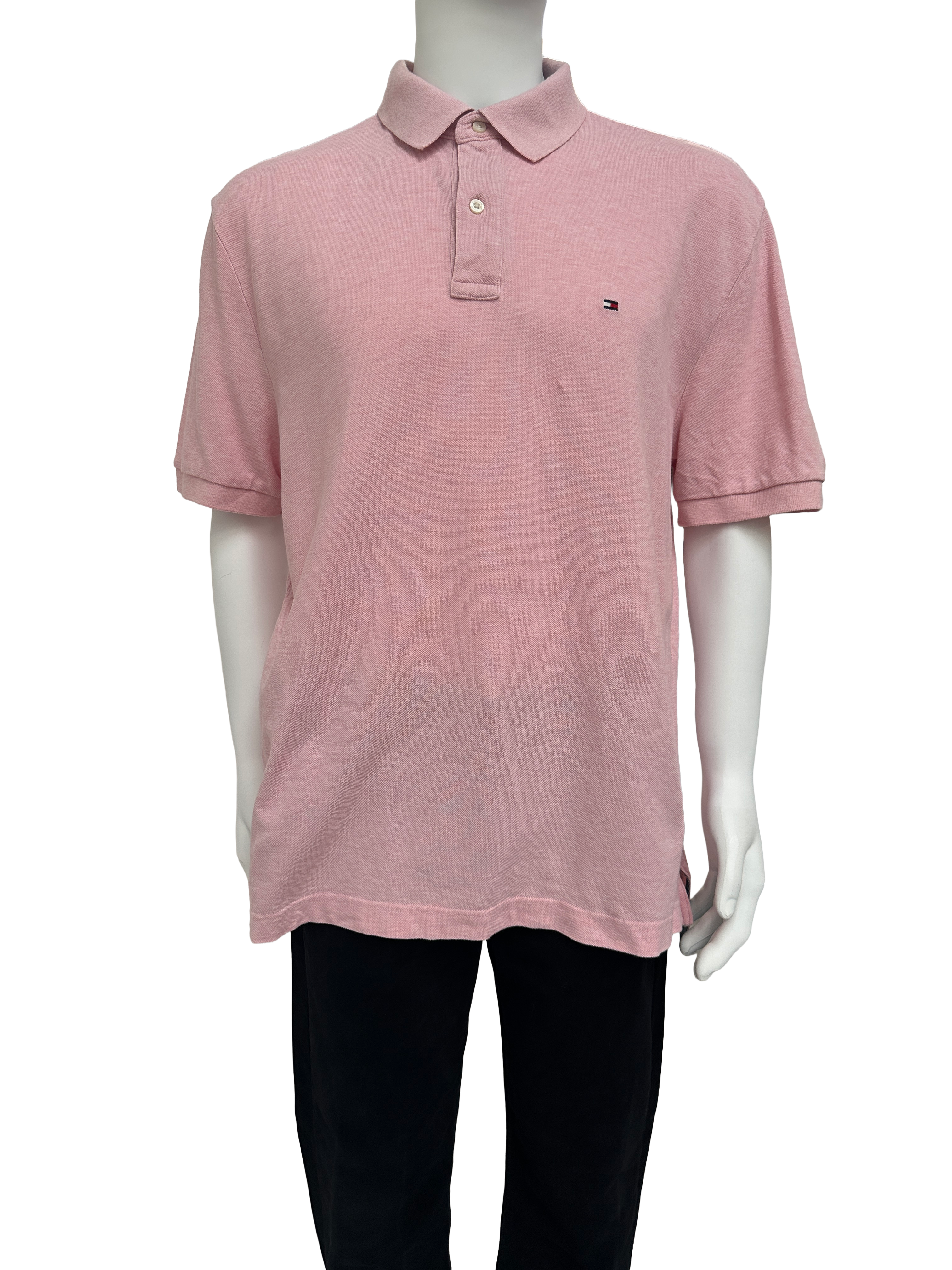 Tommy Hilfiger pink classic fit polo shirt - size L
