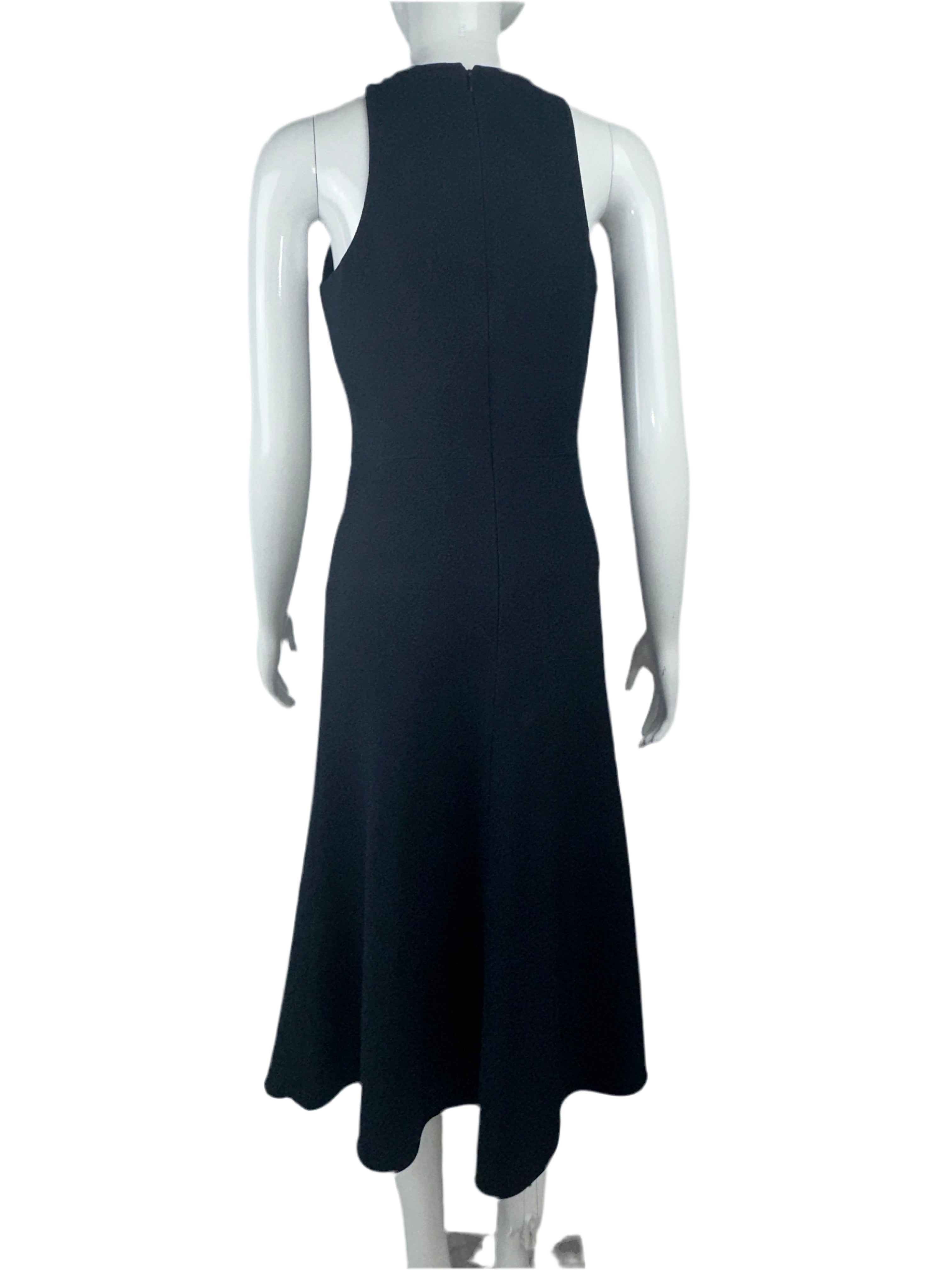 Dior sleeveless midnight blue dress in wool/silk - size 36 FR
