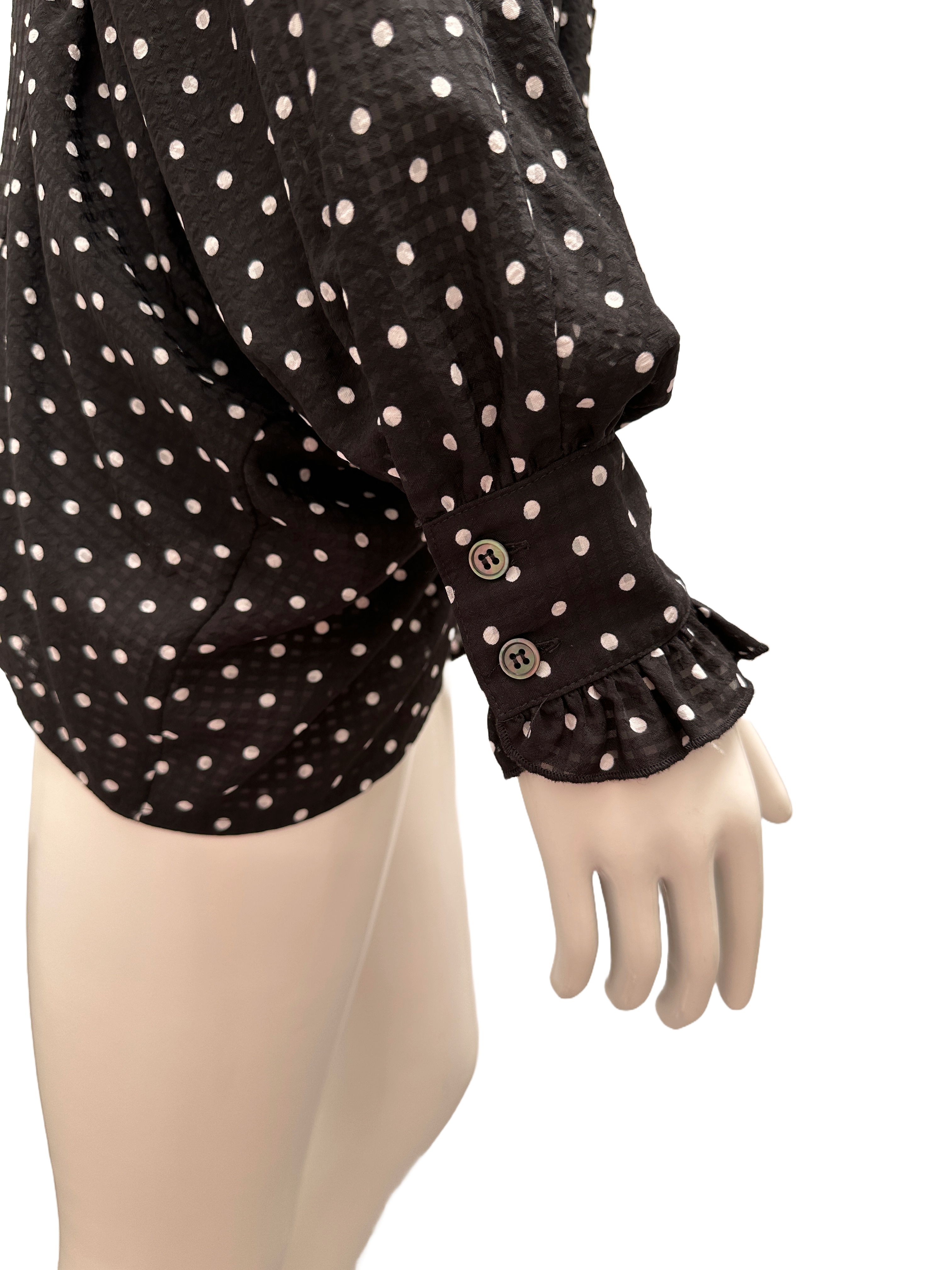 Alexa Chung black blouse with white polka dots - size 38