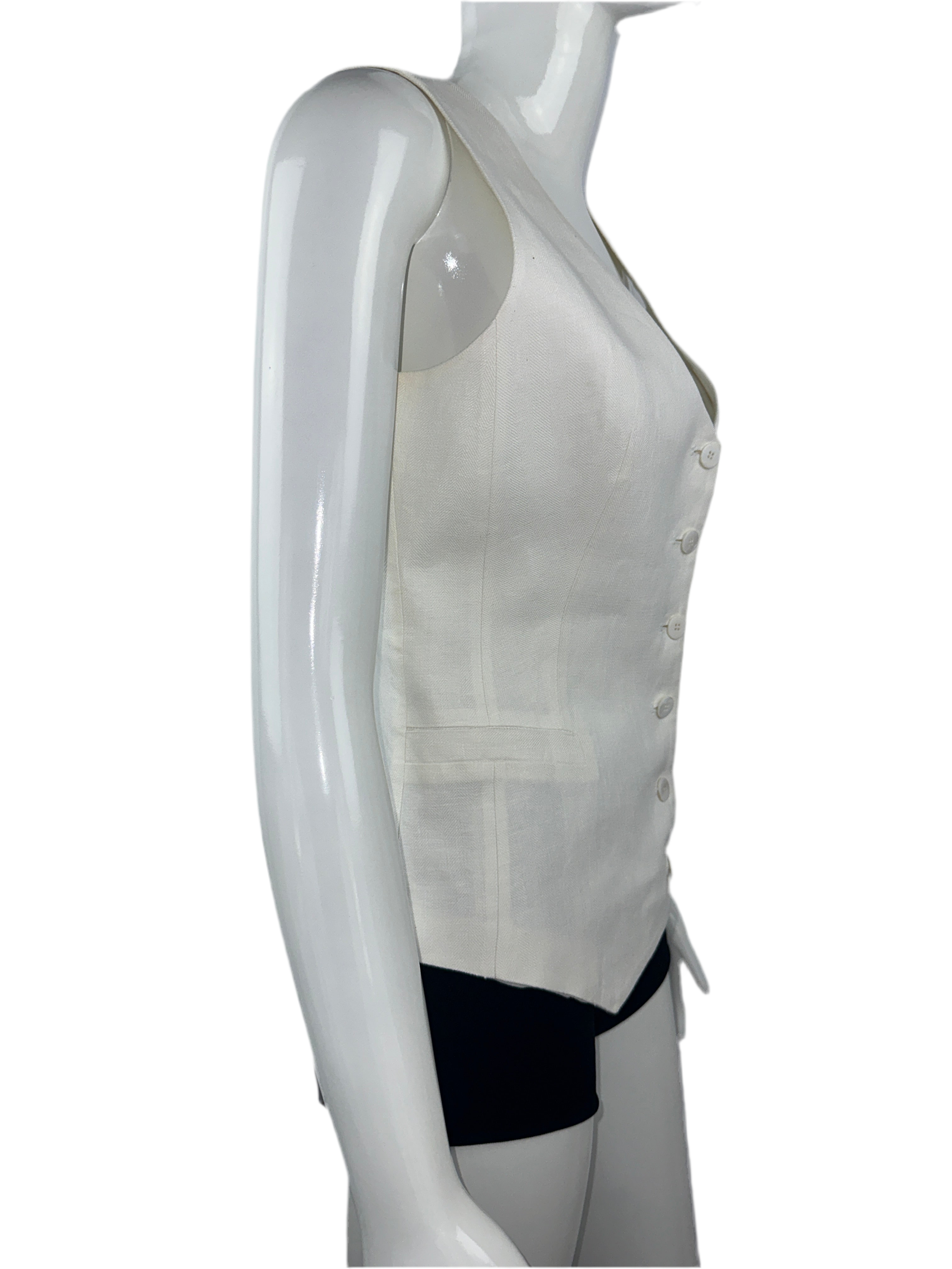 100% Capri white suit vest - size 34