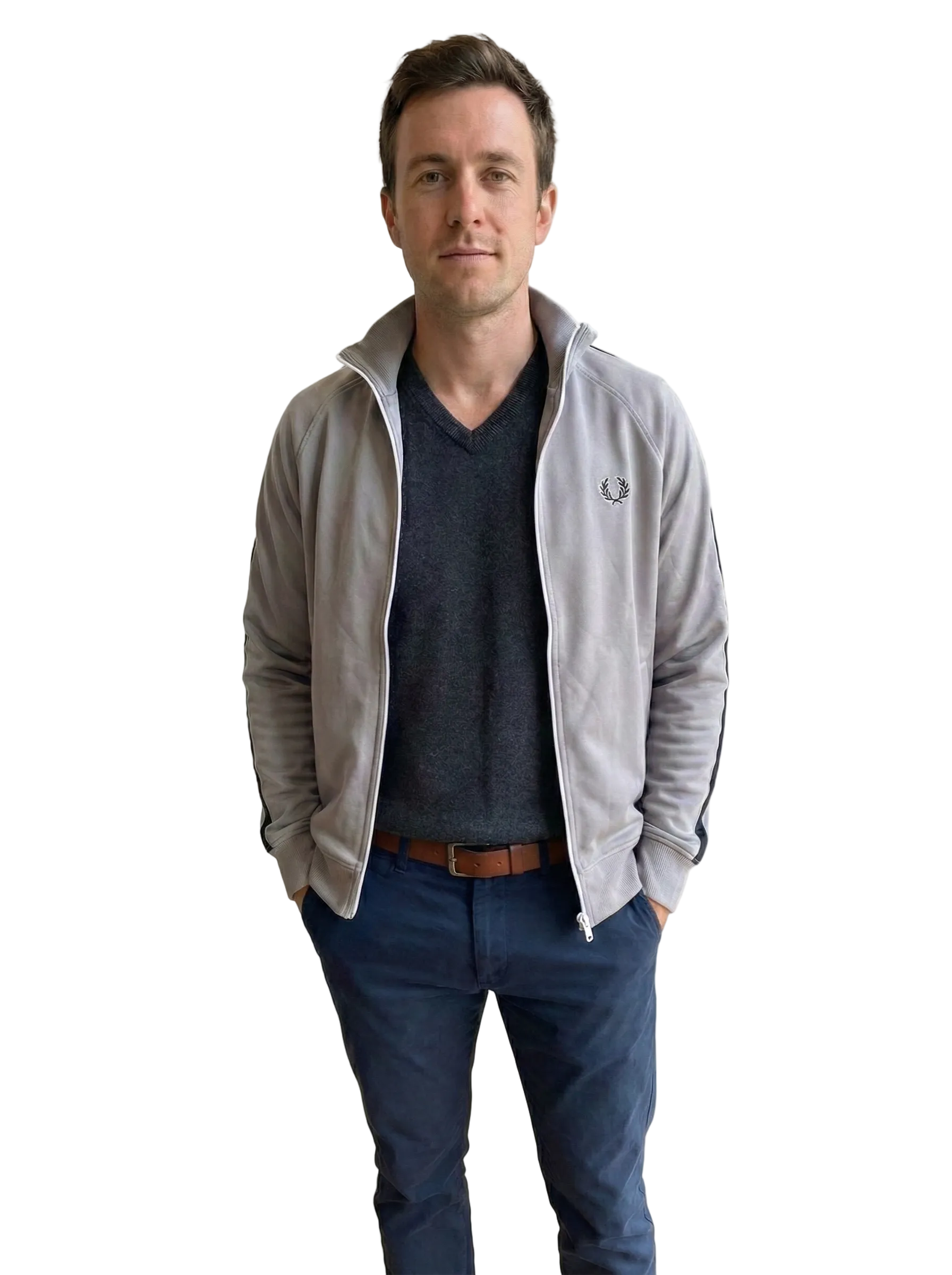 Fred Perry taupe zip-up track jacket - size M