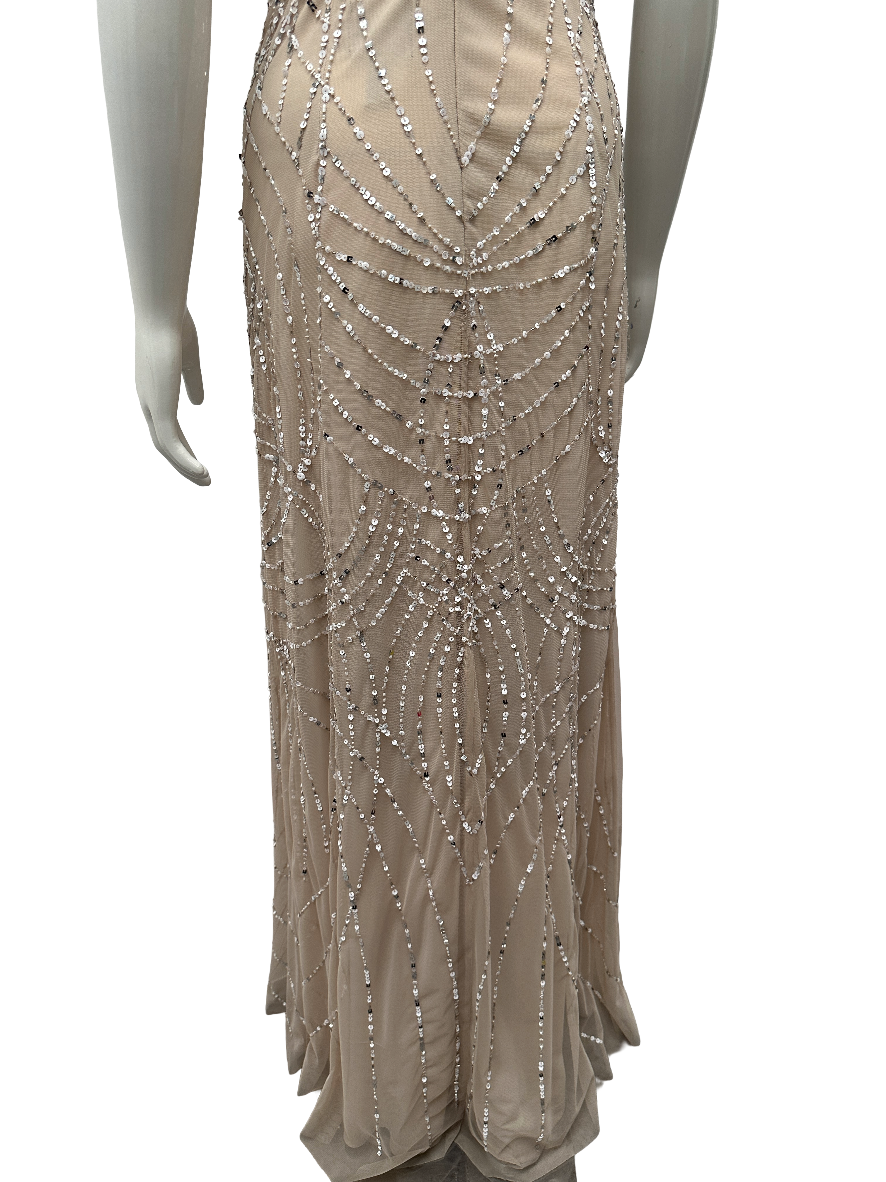 Adriana Papell sequined and beaded illusion mesh - size 34