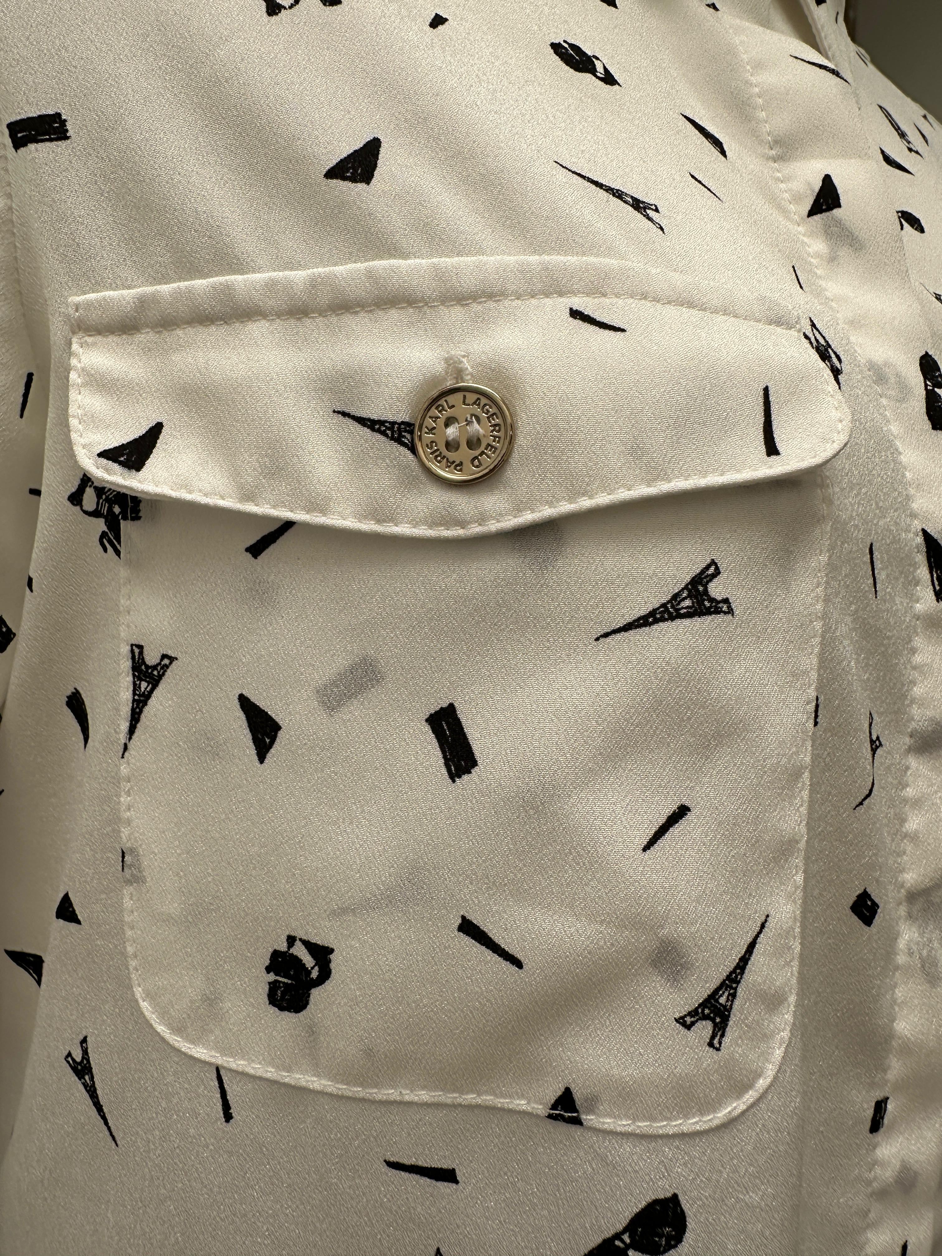 Karl Lagerfeld white and black Paris pattern shirt - size 36