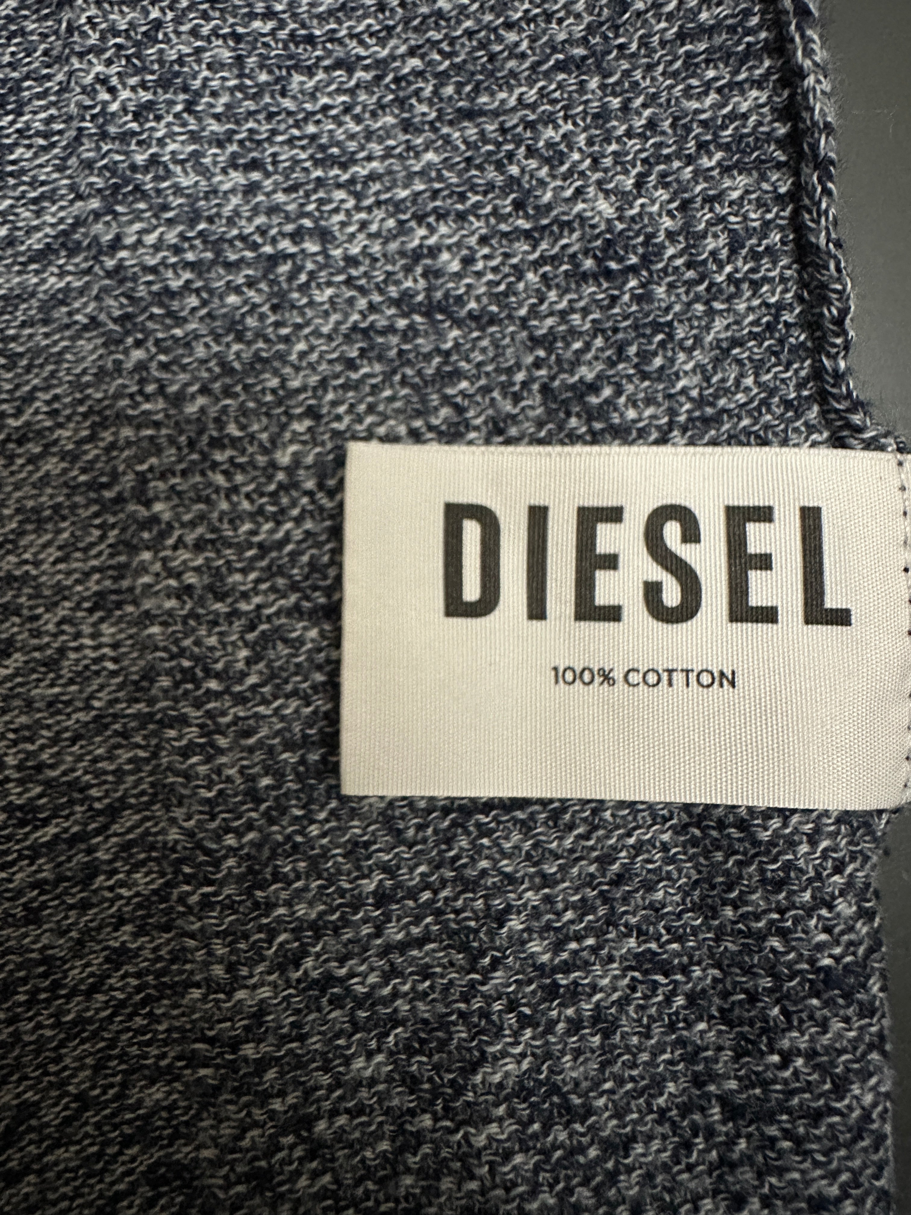 Diesel grey textured cotton knit sweater - size XL