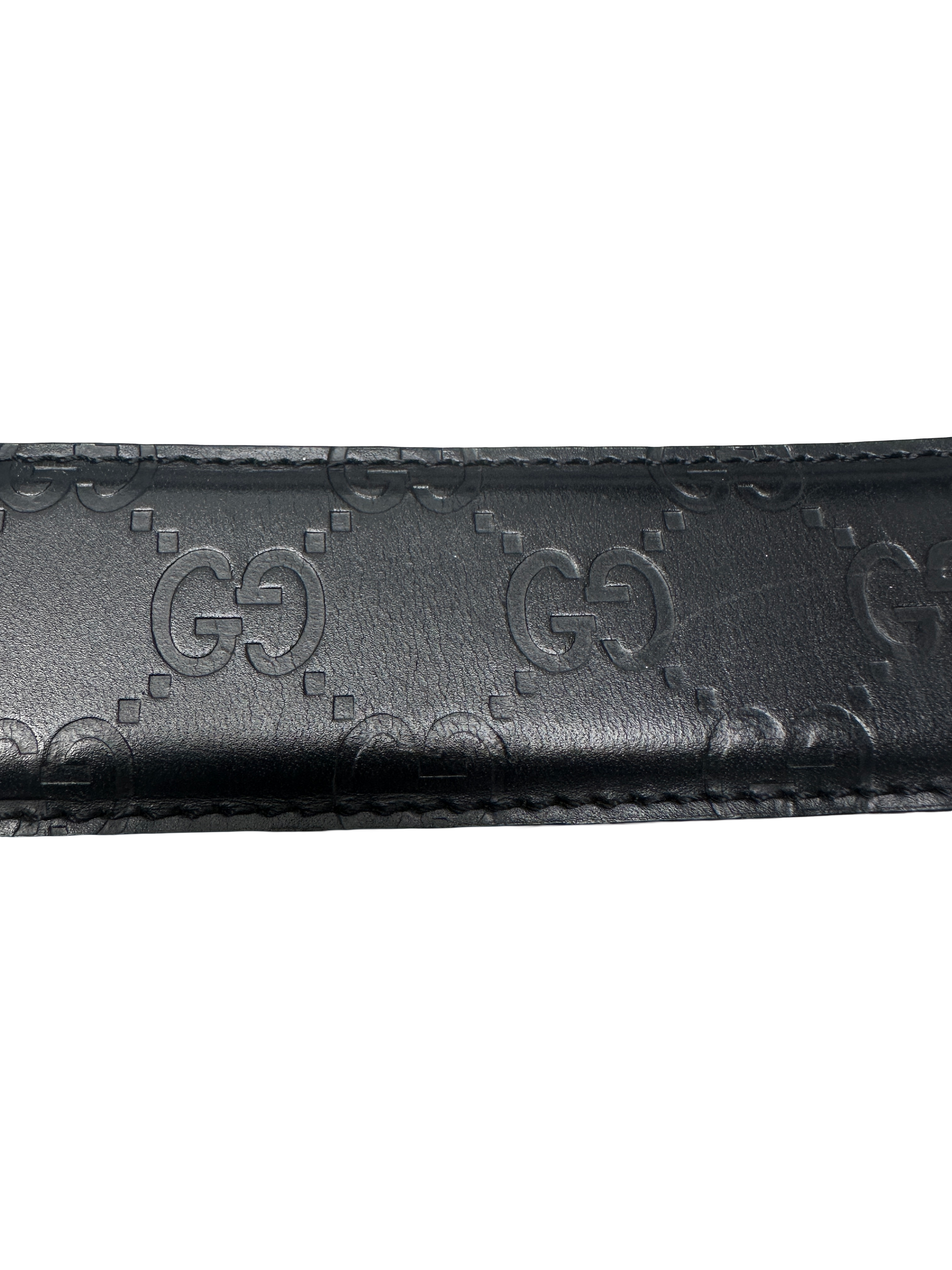 Gucci black embossed leather belt - size 95