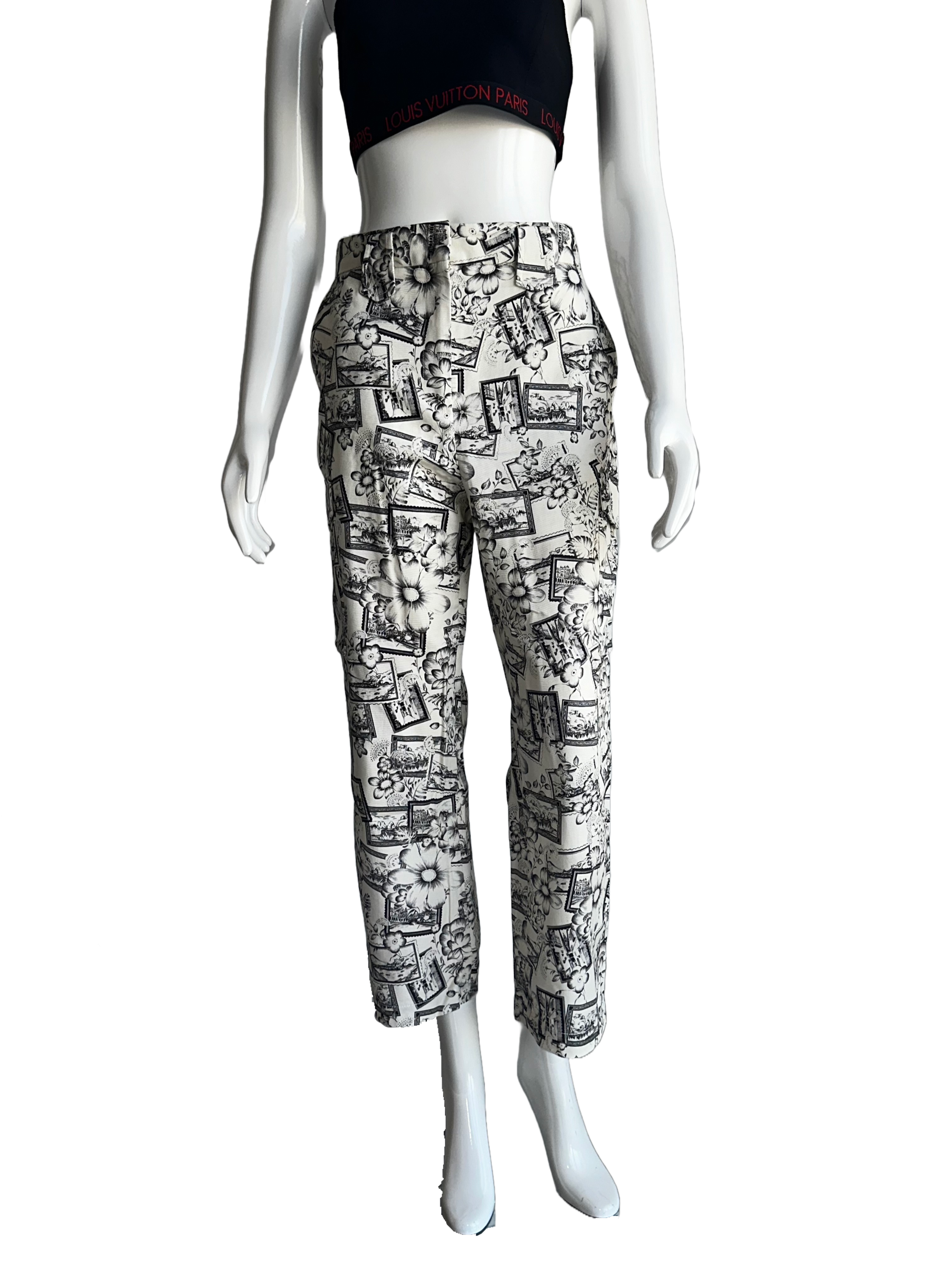 Tara Jarmon white pants with black and grey pattern - size 42
