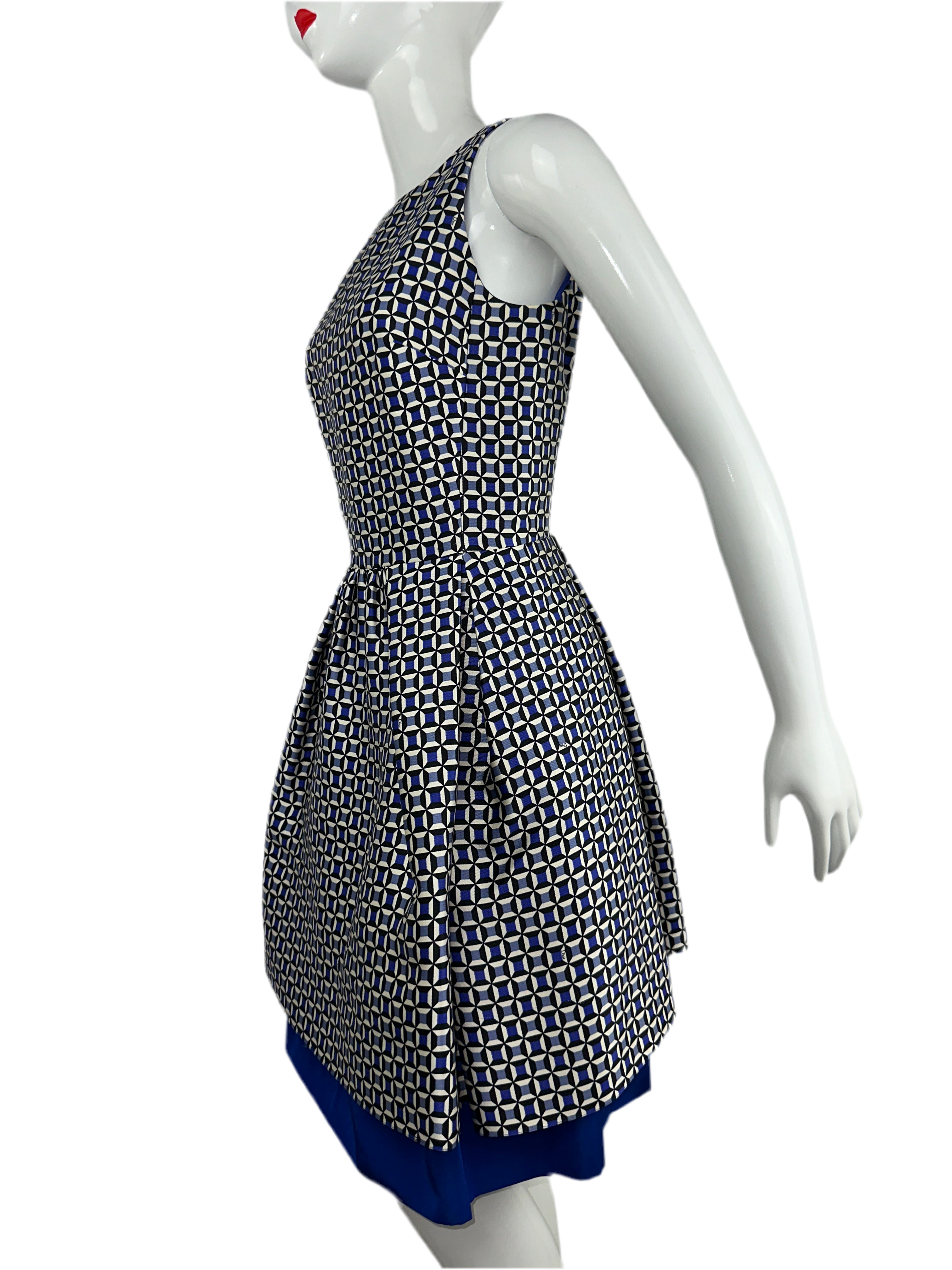 Dior blue white and black geometric dress - size 36