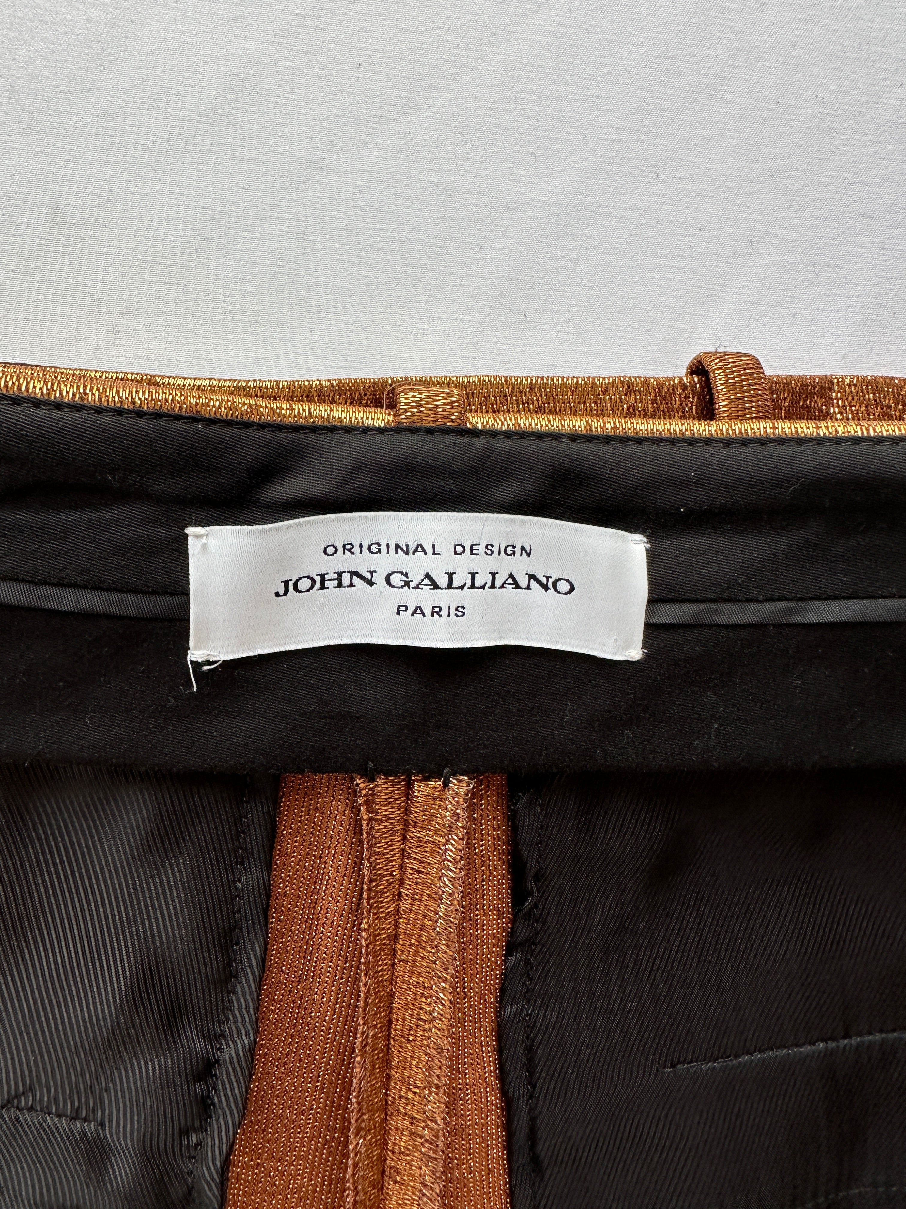 John Galliano shiny brown/gold cigarette pants - size 36