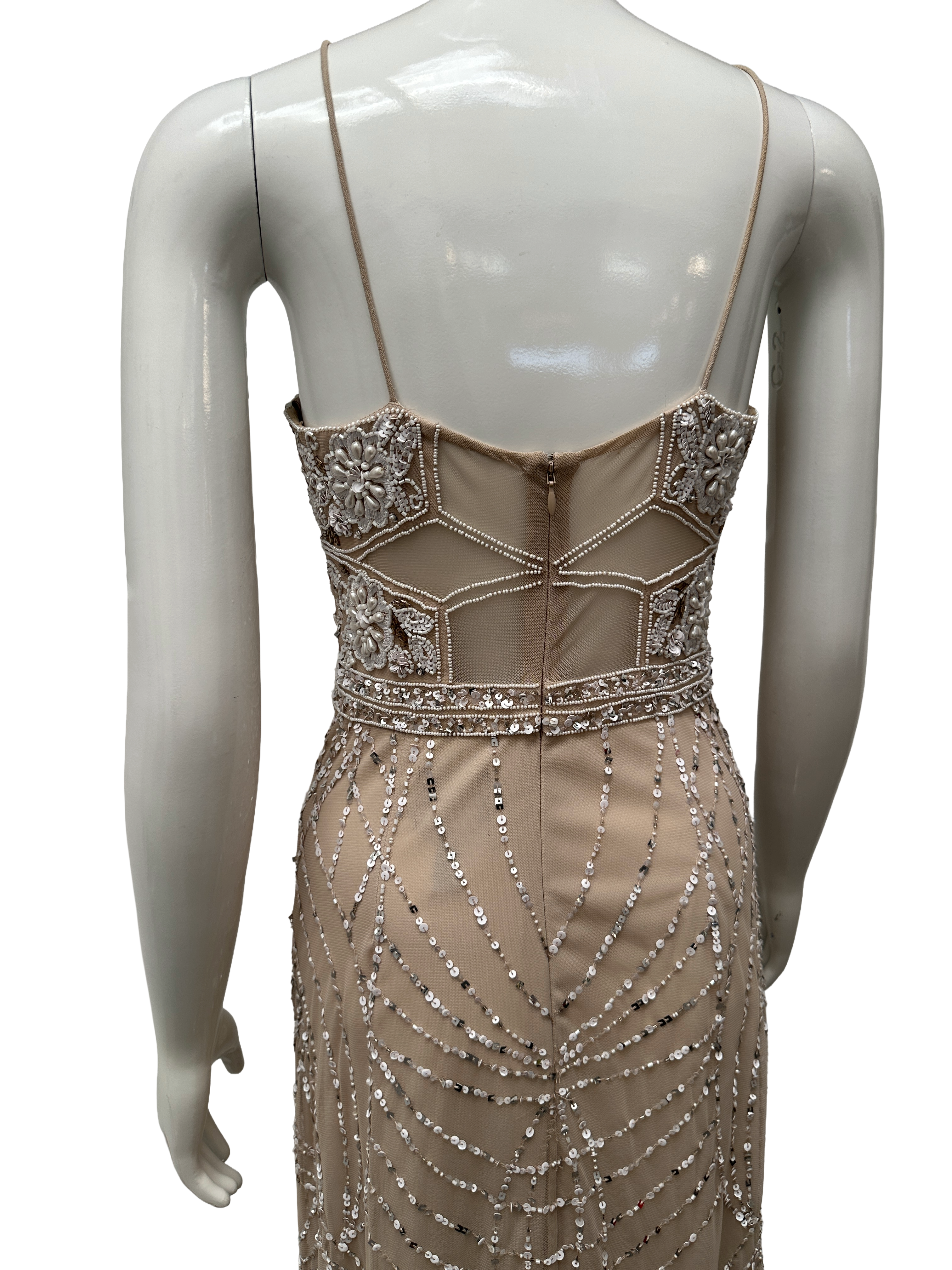 Adriana Papell sequined and beaded illusion mesh - size 34