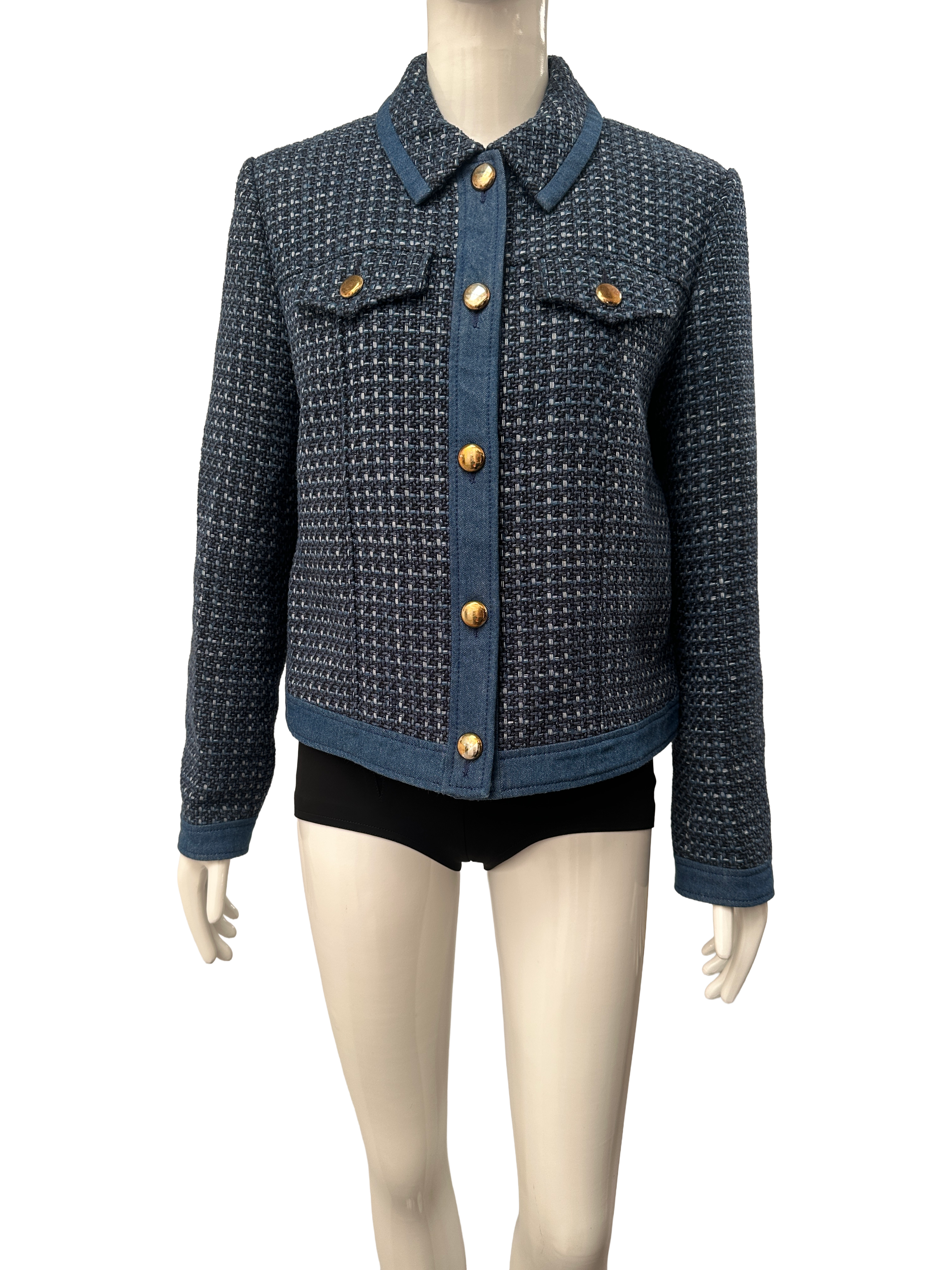 Claudie Pierlot blue tweed cropped jacket - size 42