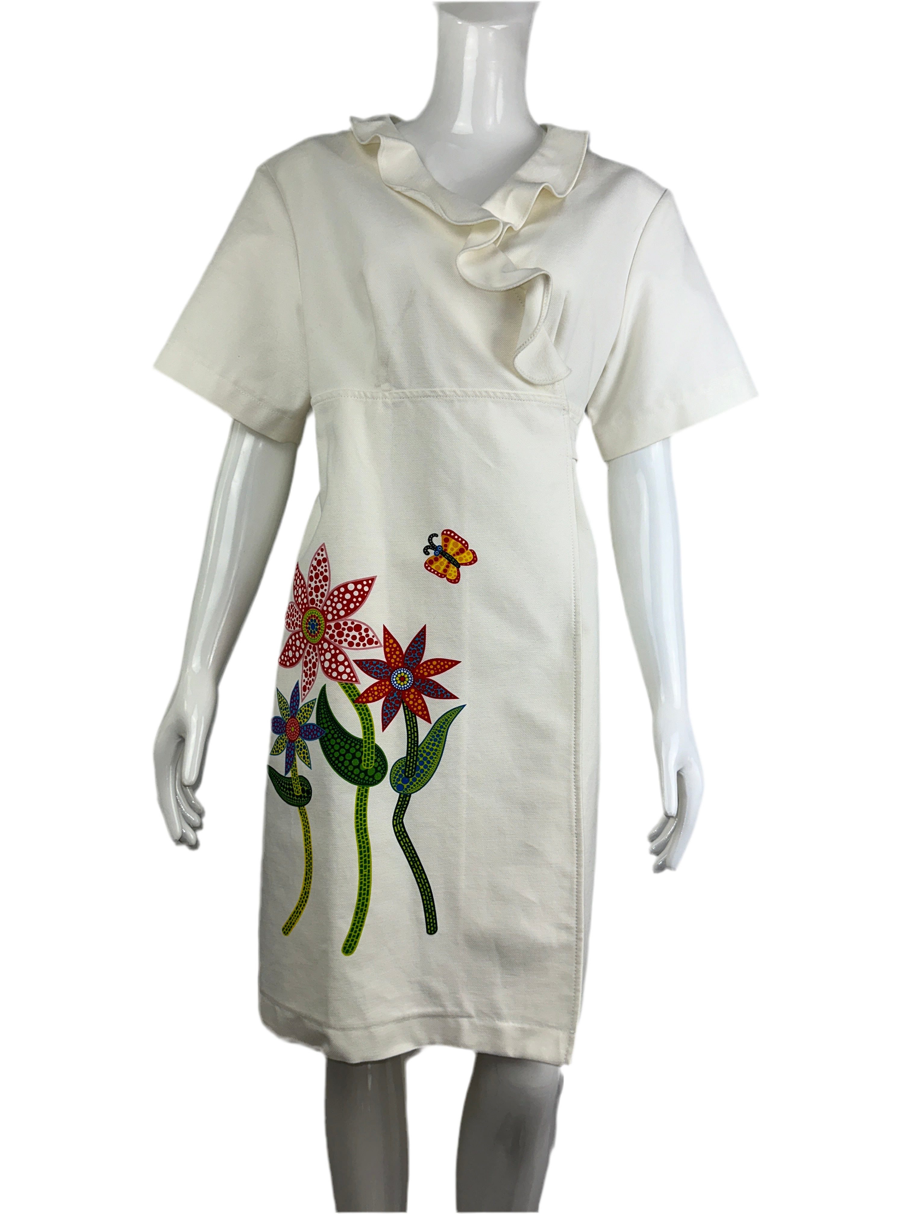 Louis Vuitton X Yayoi Kusama white Kimono dress - size 42