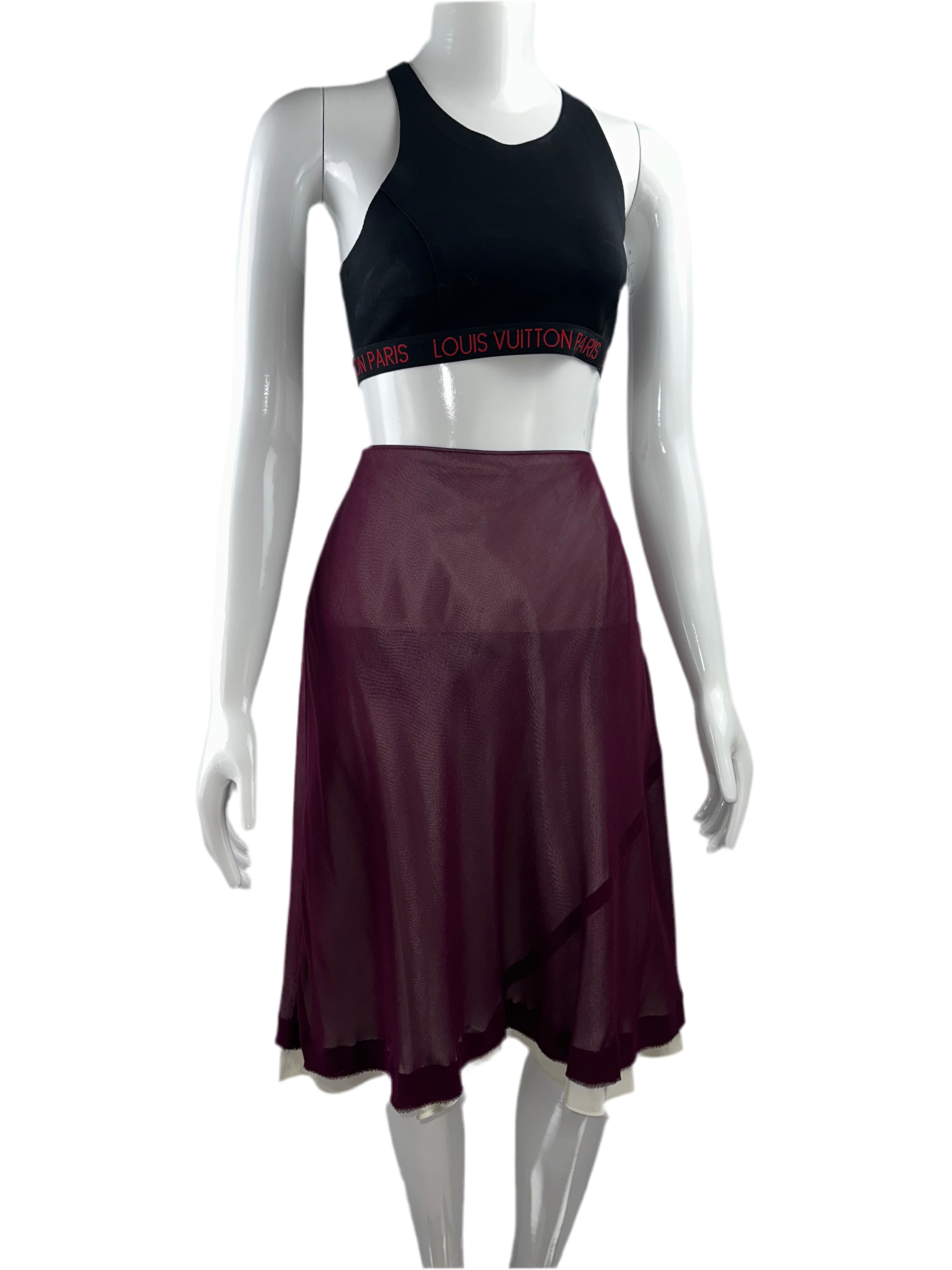 Louis Vuitton Purple chiffon flared skirt with cream lining - size 38