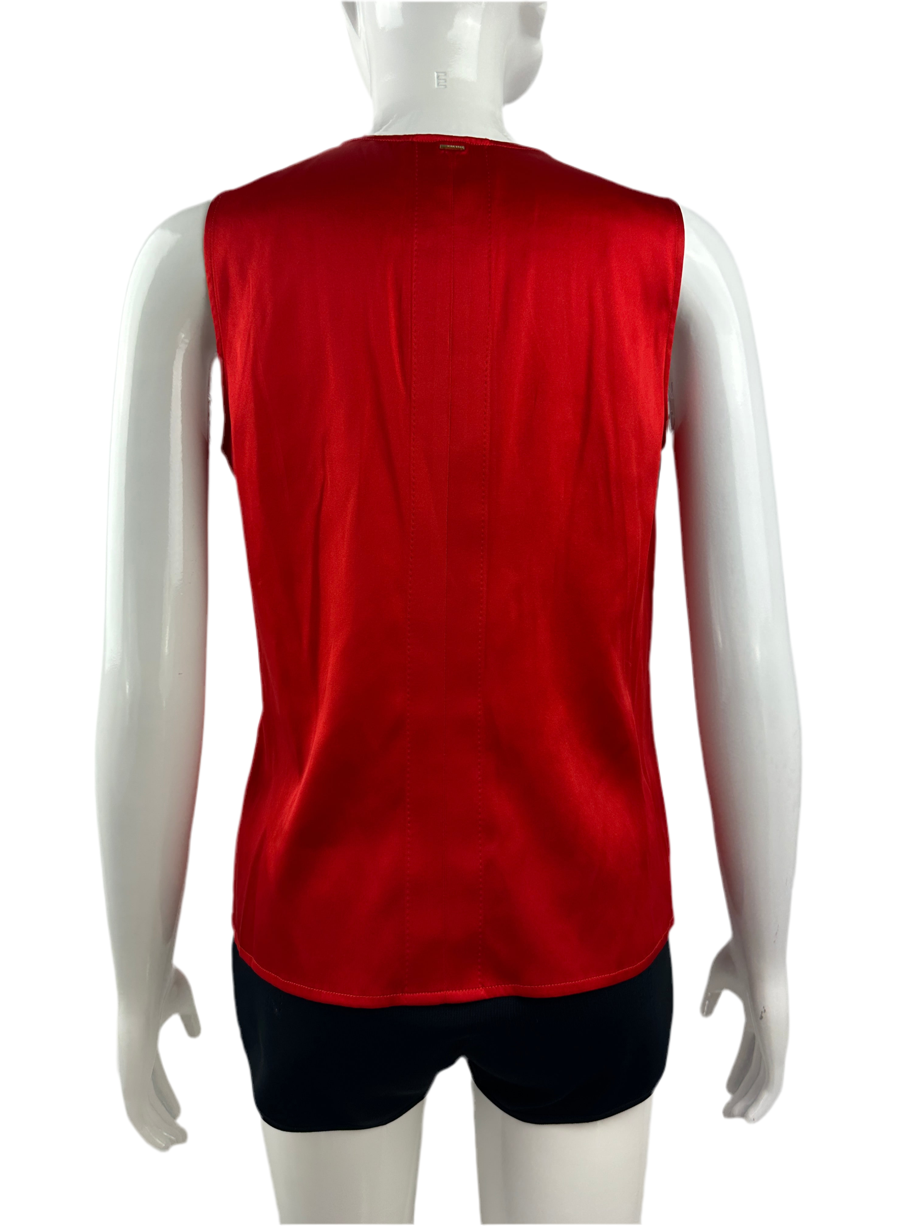 Hugo Boss sleeveless red top with neckline opening - size 36