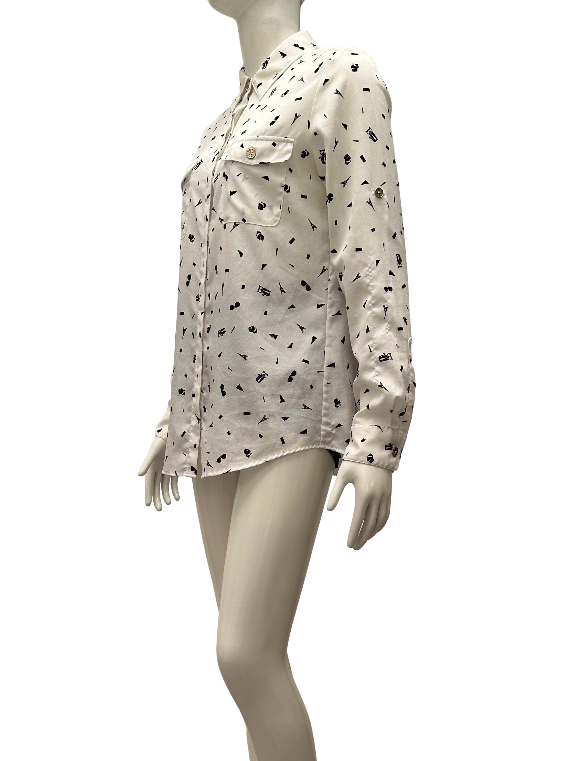 Karl Lagerfeld white and black Paris pattern shirt - size 36