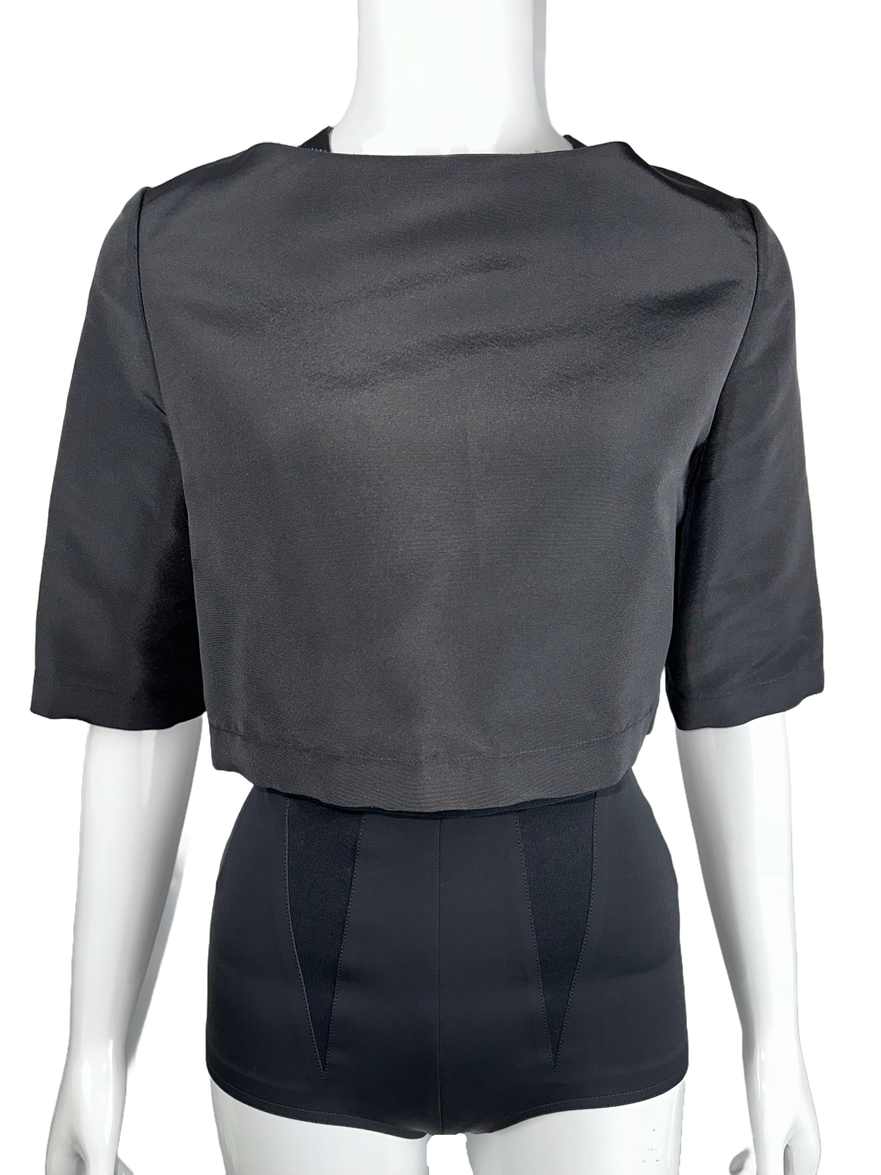 Oscar de la Renta structured black crop top - size 38