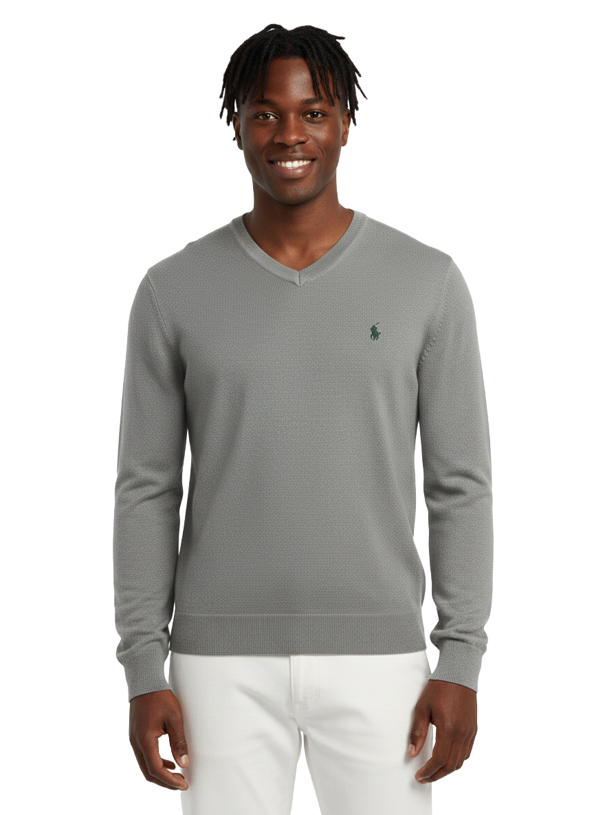 Polo Ralph Lauren grey Pima cotton v-neck sweater - size L
