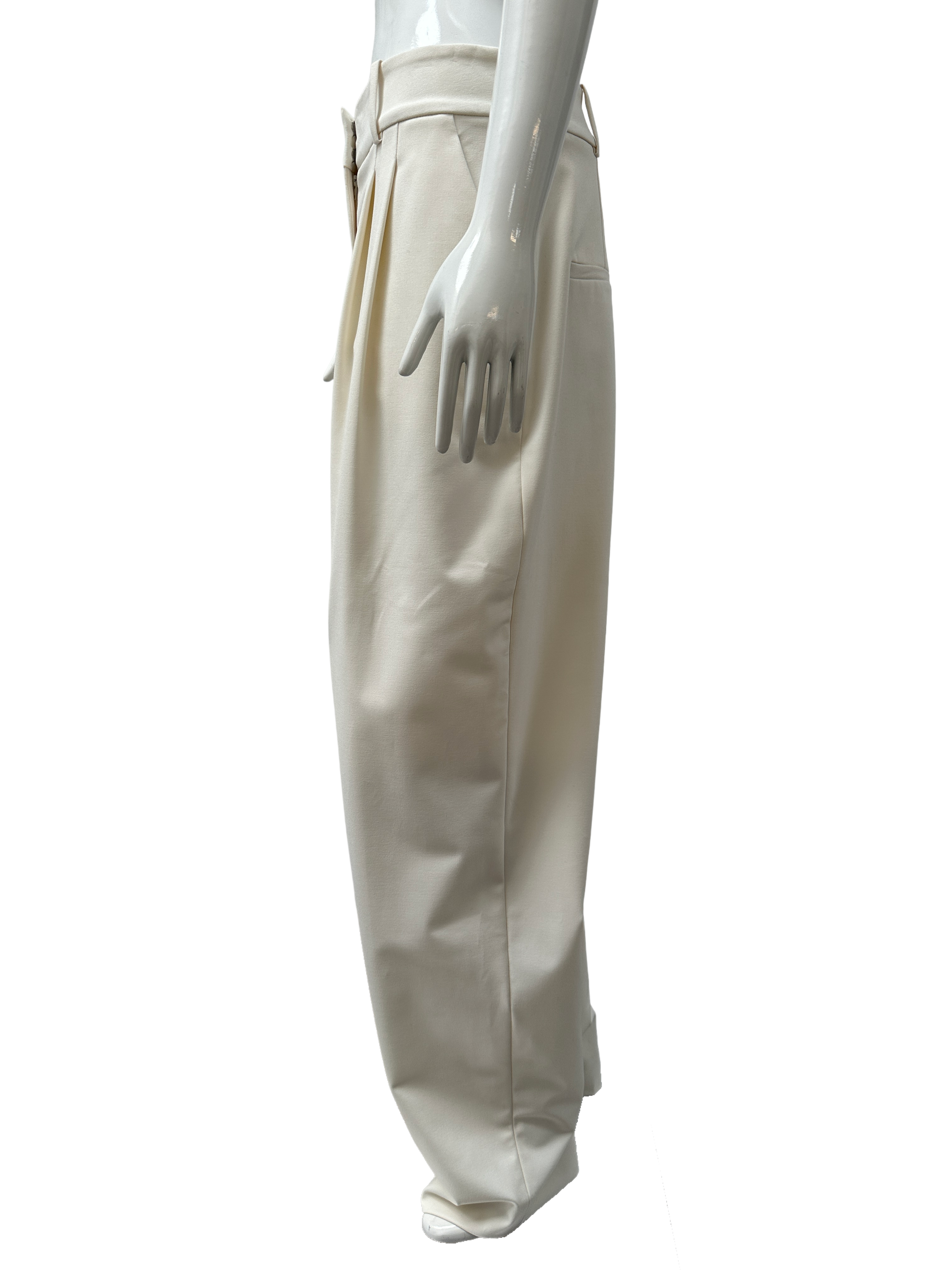 Veronica Beard Lagarde off-white wide-led tailored pants - size 36