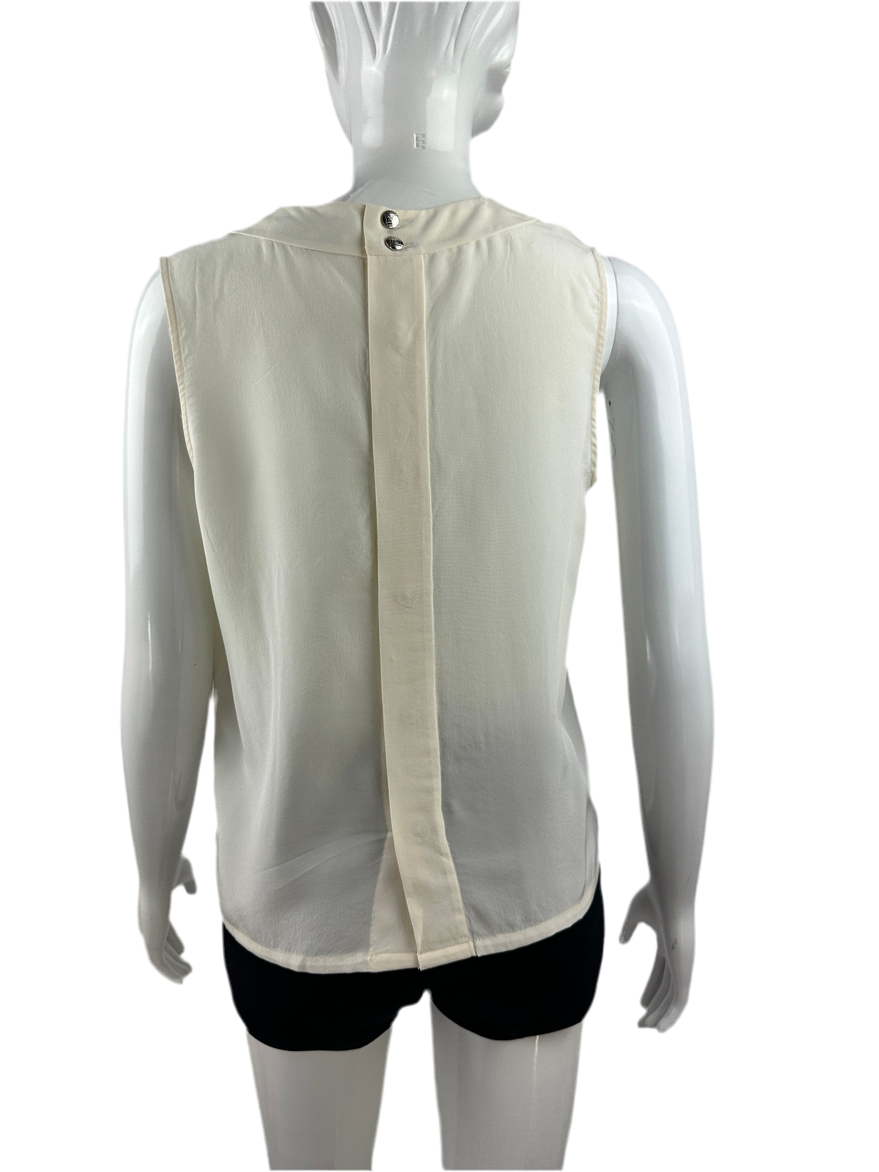 Chanel white V-neck top - size 36