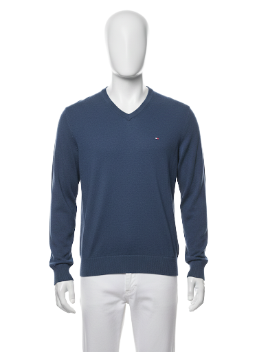 Tommy Hilfiger blue cotton v-neck sweater - size L