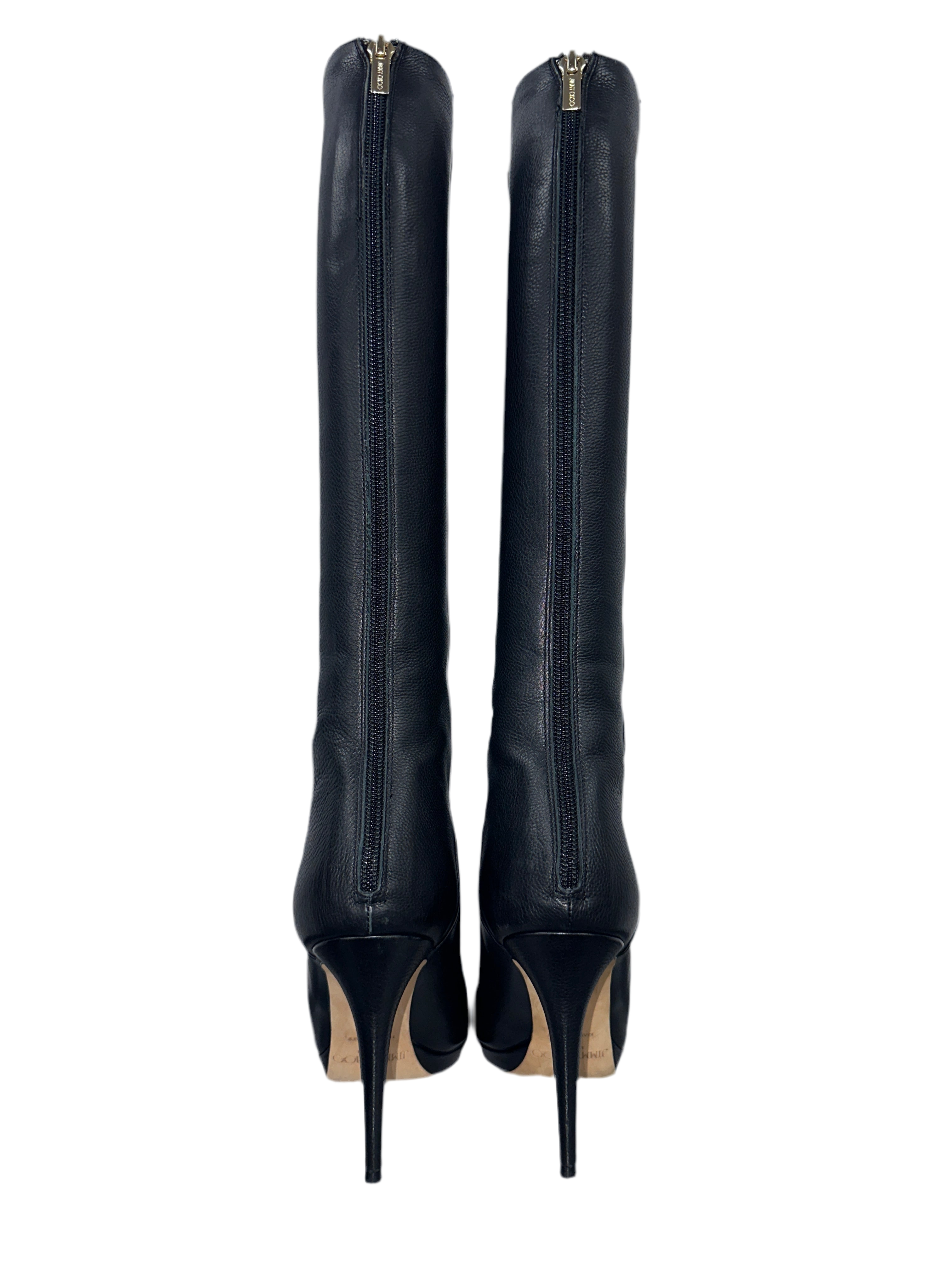 Jimmy Choo Glynn grainy calf leather boots - size 36