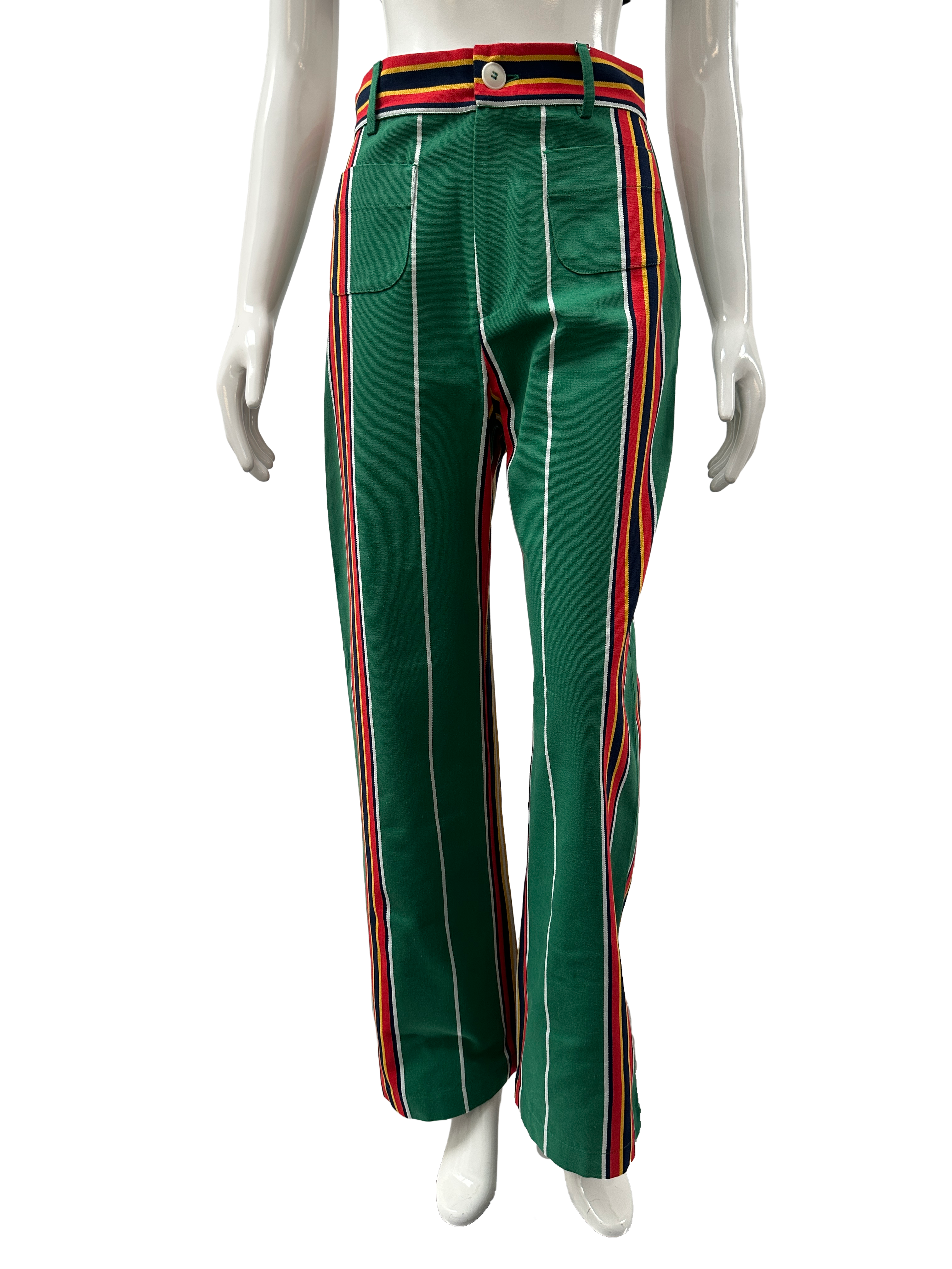 La Veste green pippi style multicolor striped cotton pants - size M