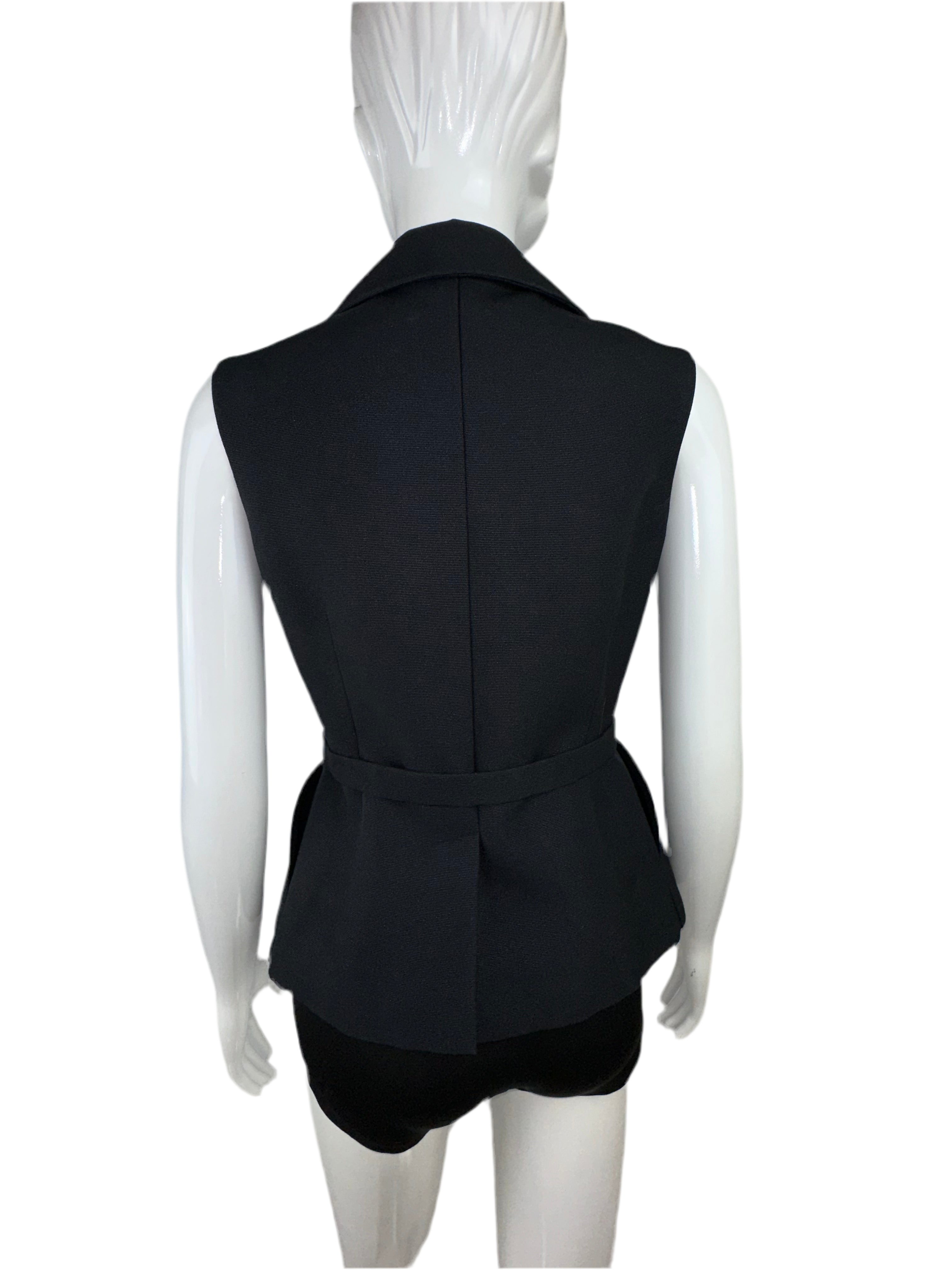 Christian Dior Bar vest jacket without sleeves 100% silk - size 34 FR