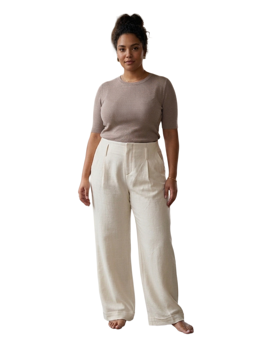 Savannah Morrow off-white wide-leg knit pants - size M