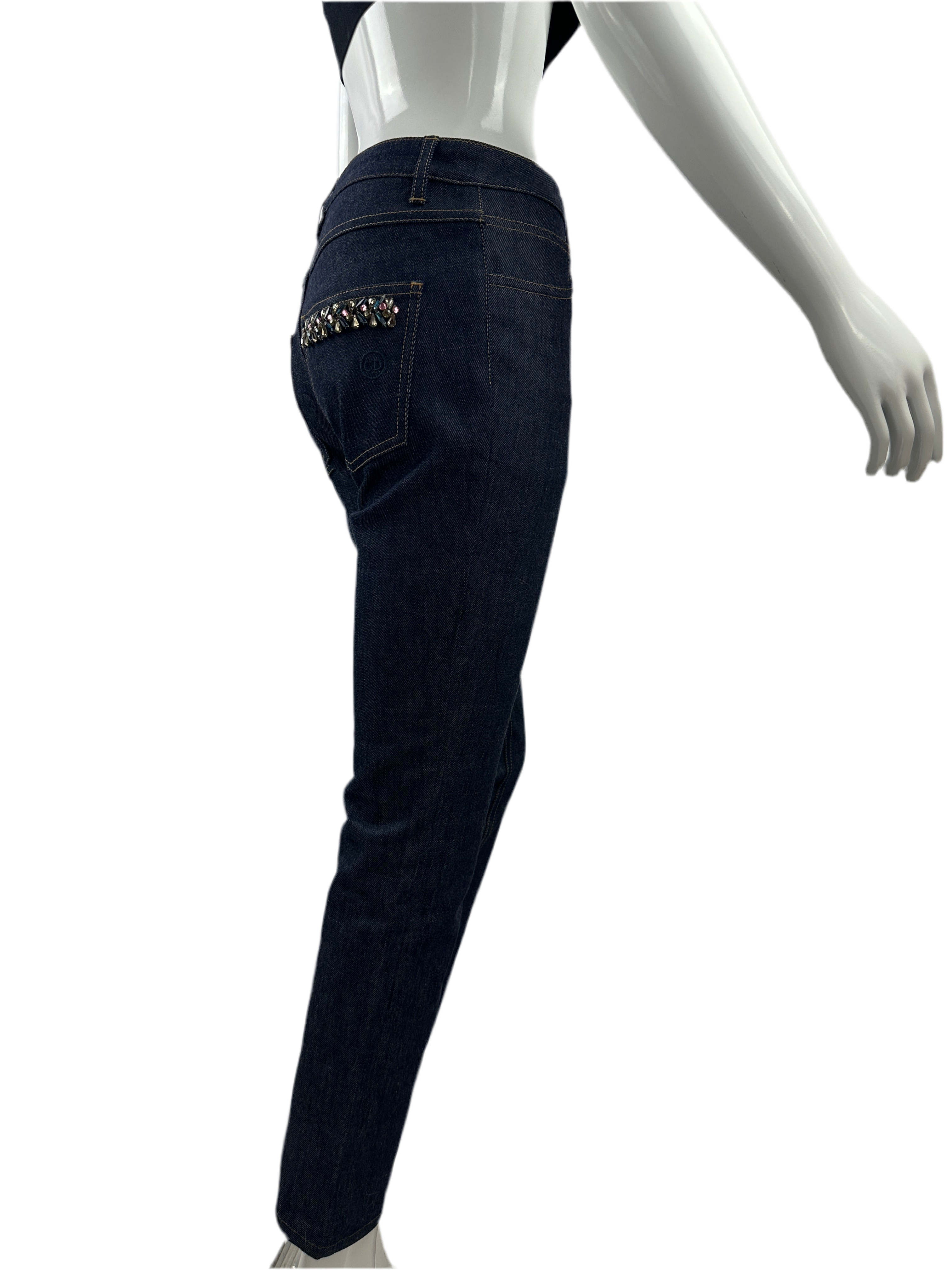 Dior straight-leg denim pants with stone detail on back pocket - size 36