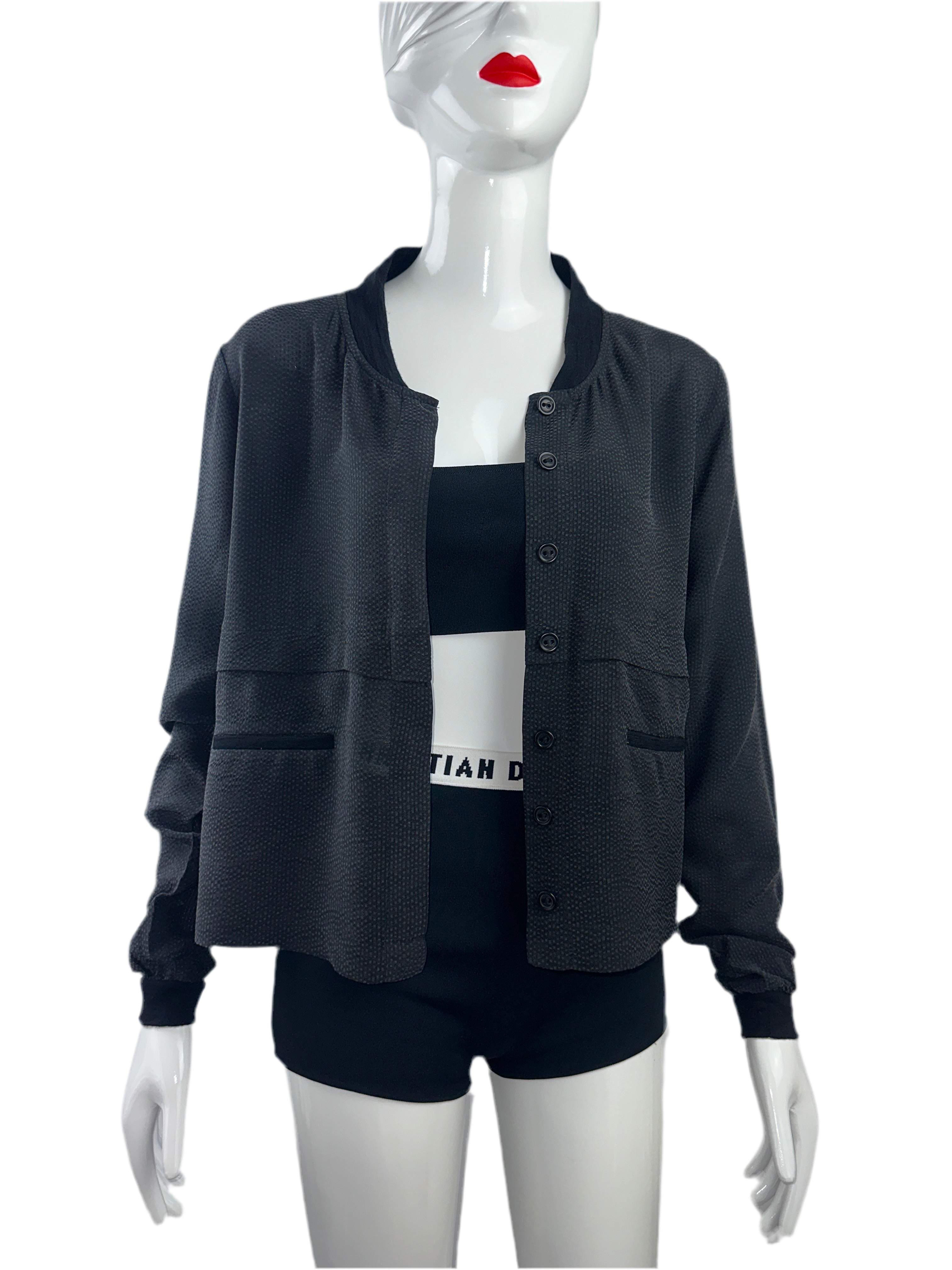 Cotélac lightweight black bomber jacket with polka dots - size 34