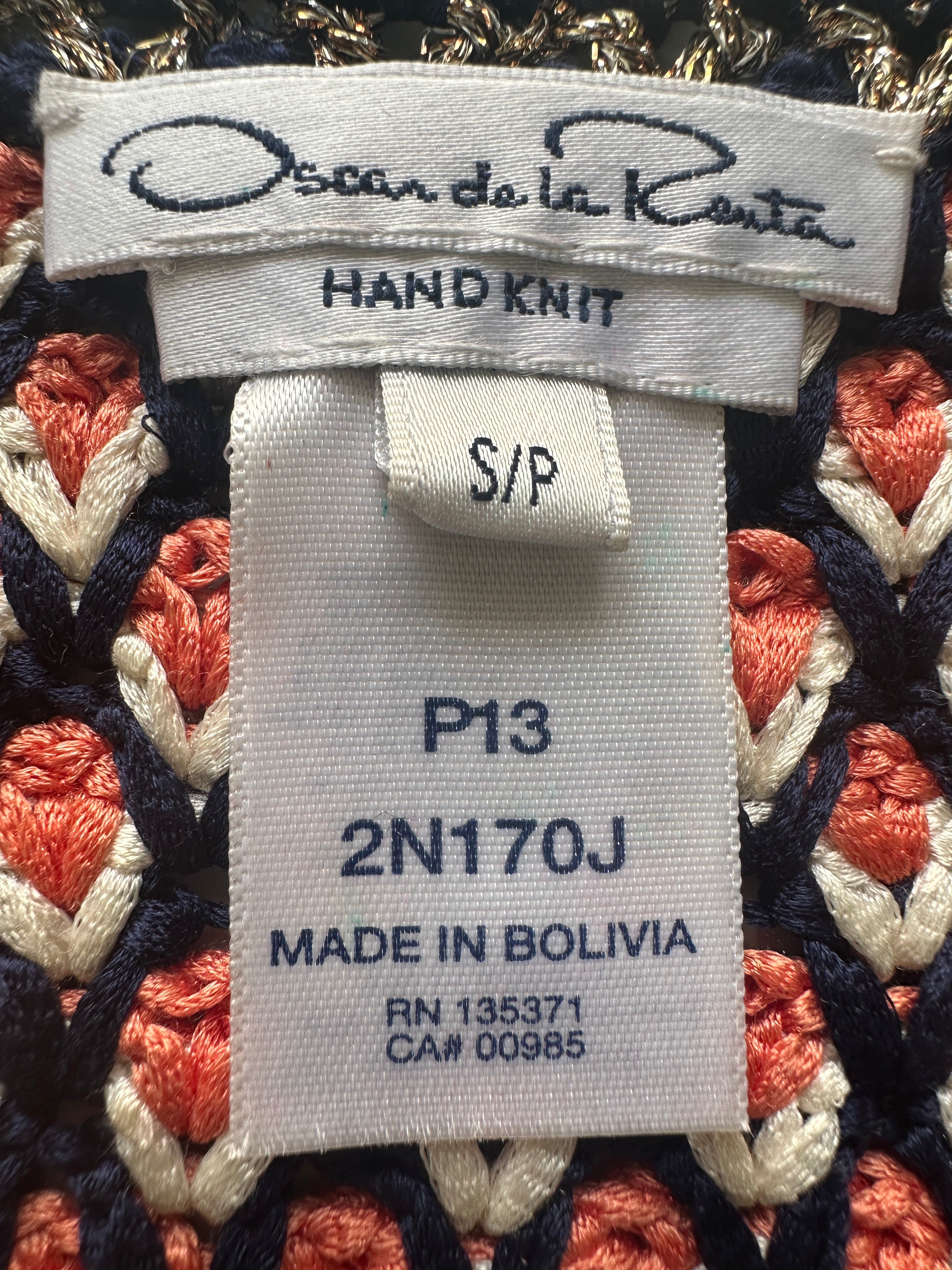 Oscar de la Renta blue orange white cardigan - size 36