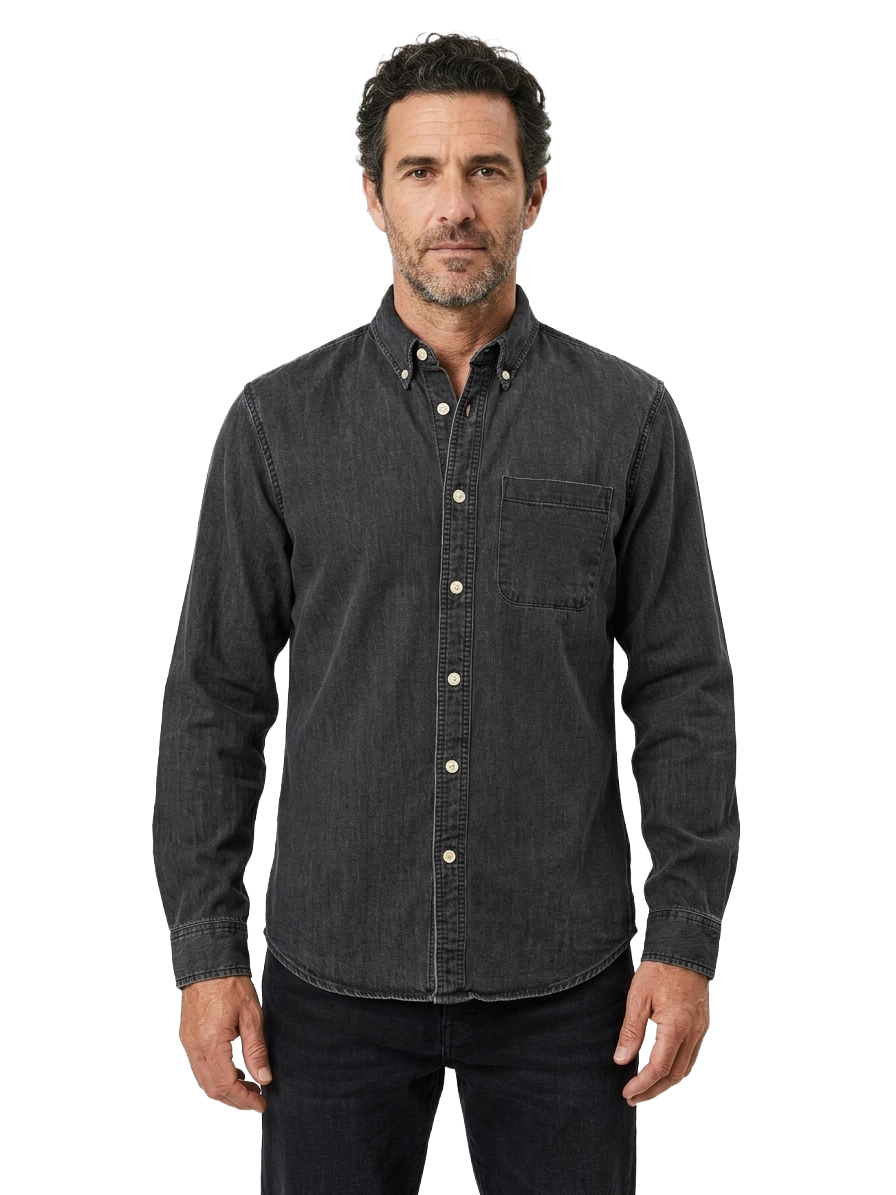 Abercrombie & Fitch washed black denim shirt - size XL