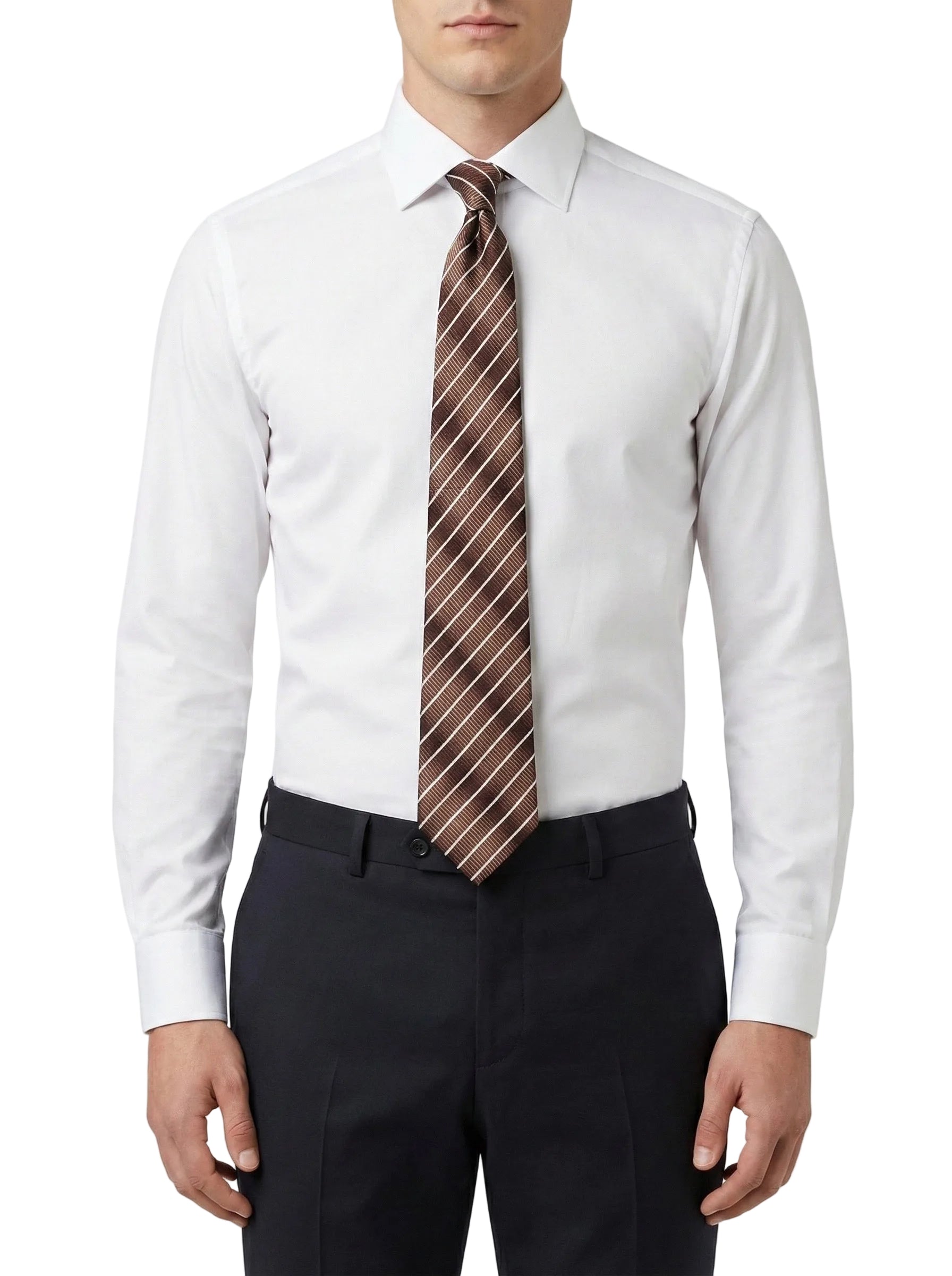 Armani Collezioni silk tie (brown & ivory stripes)