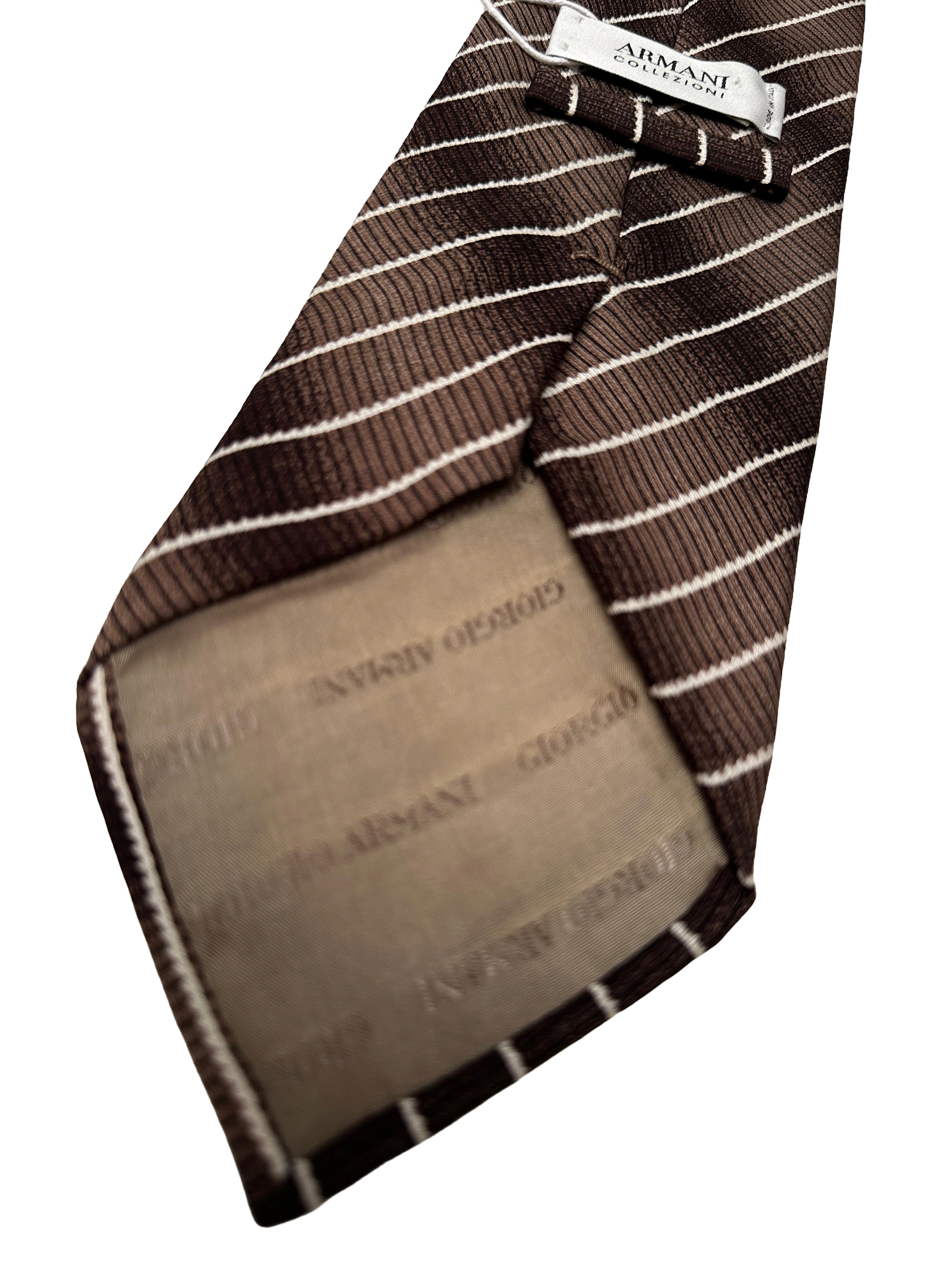 Armani Collezioni silk tie (brown & ivory stripes)