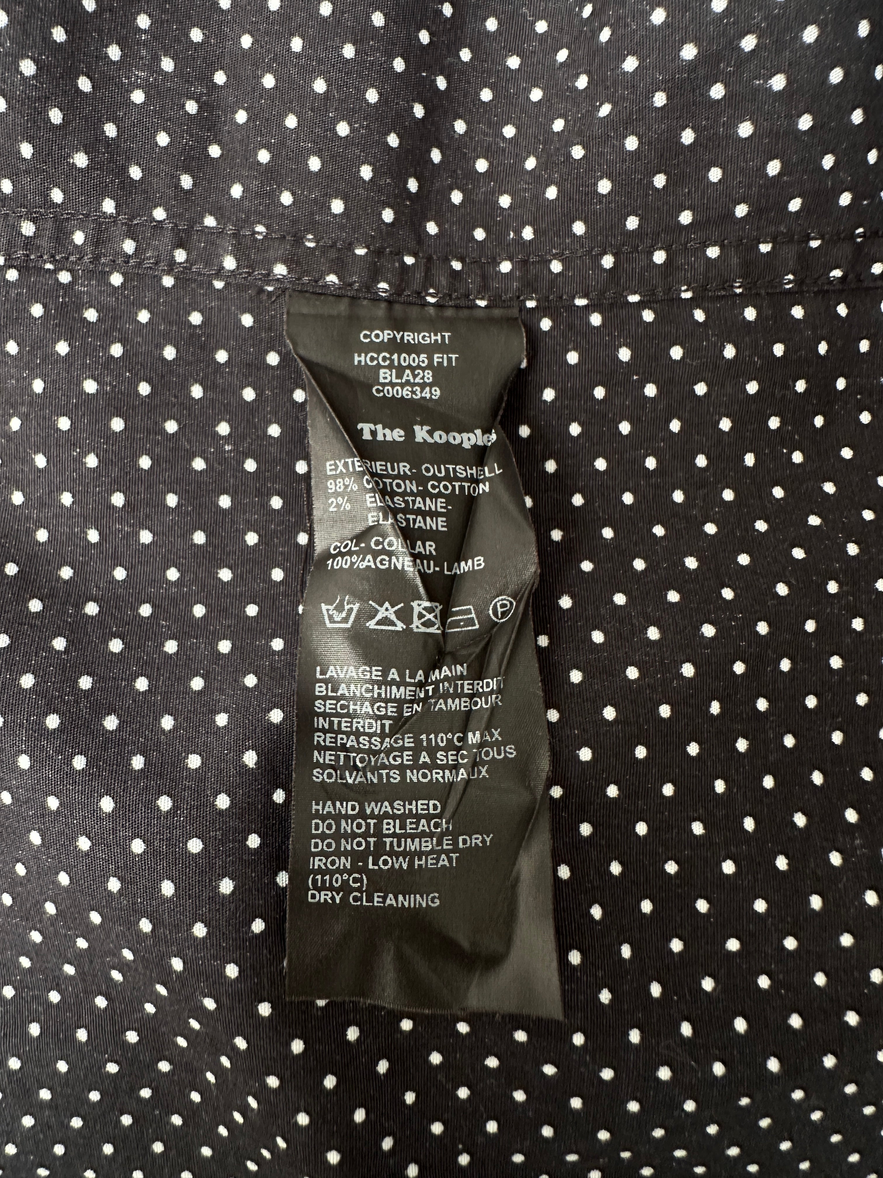 The Kooples black polka dot shirt with leather collar - size M