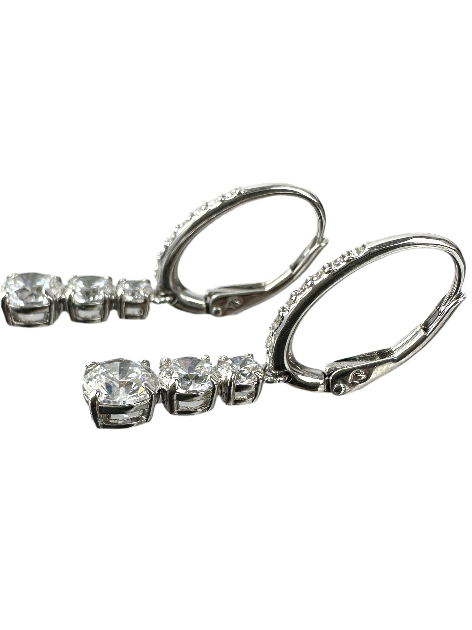 Swarovski attract trilogy round pierced earrings in rhodium-plated metal