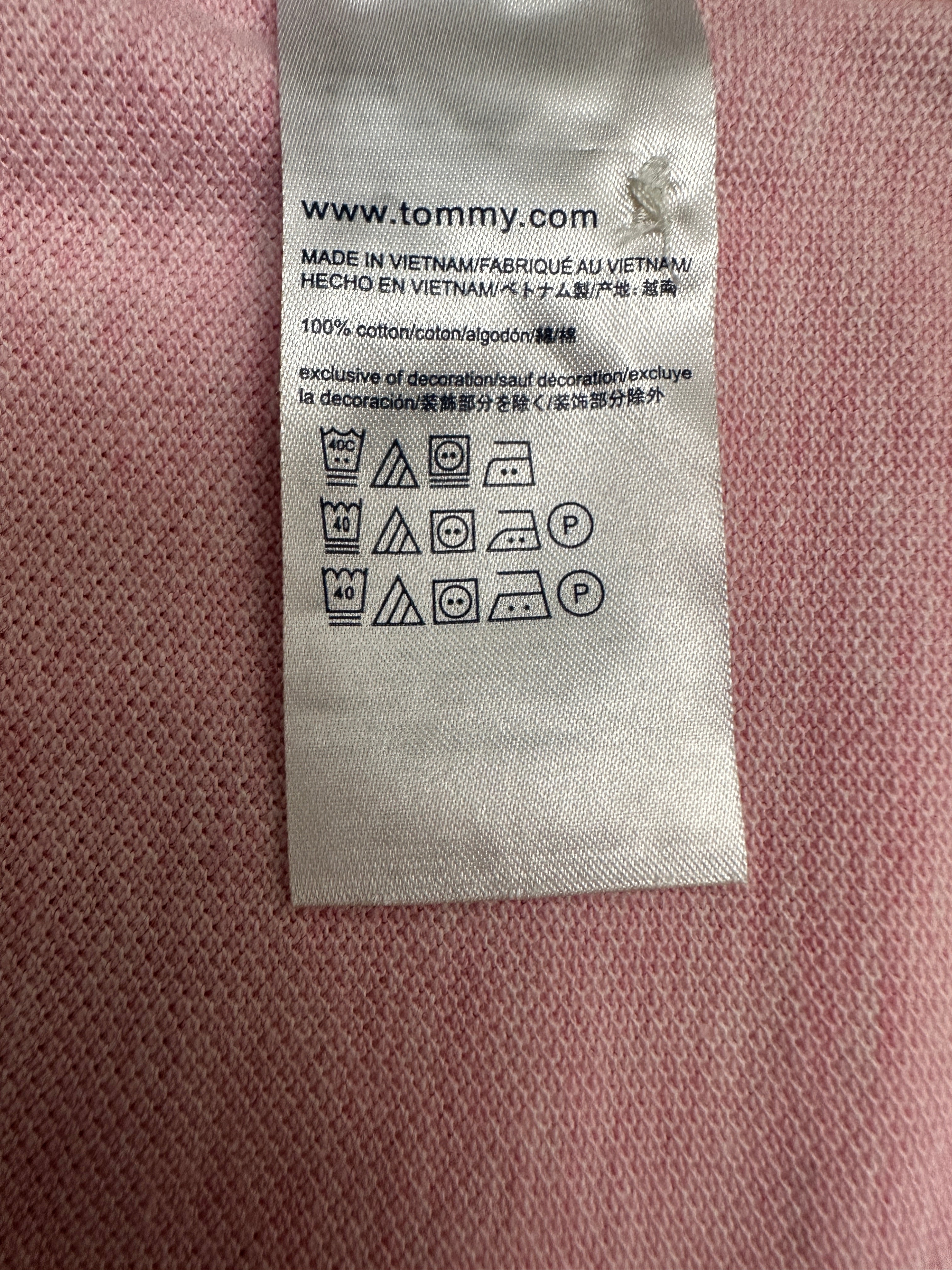 Tommy Hilfiger pink classic fit polo shirt - size L