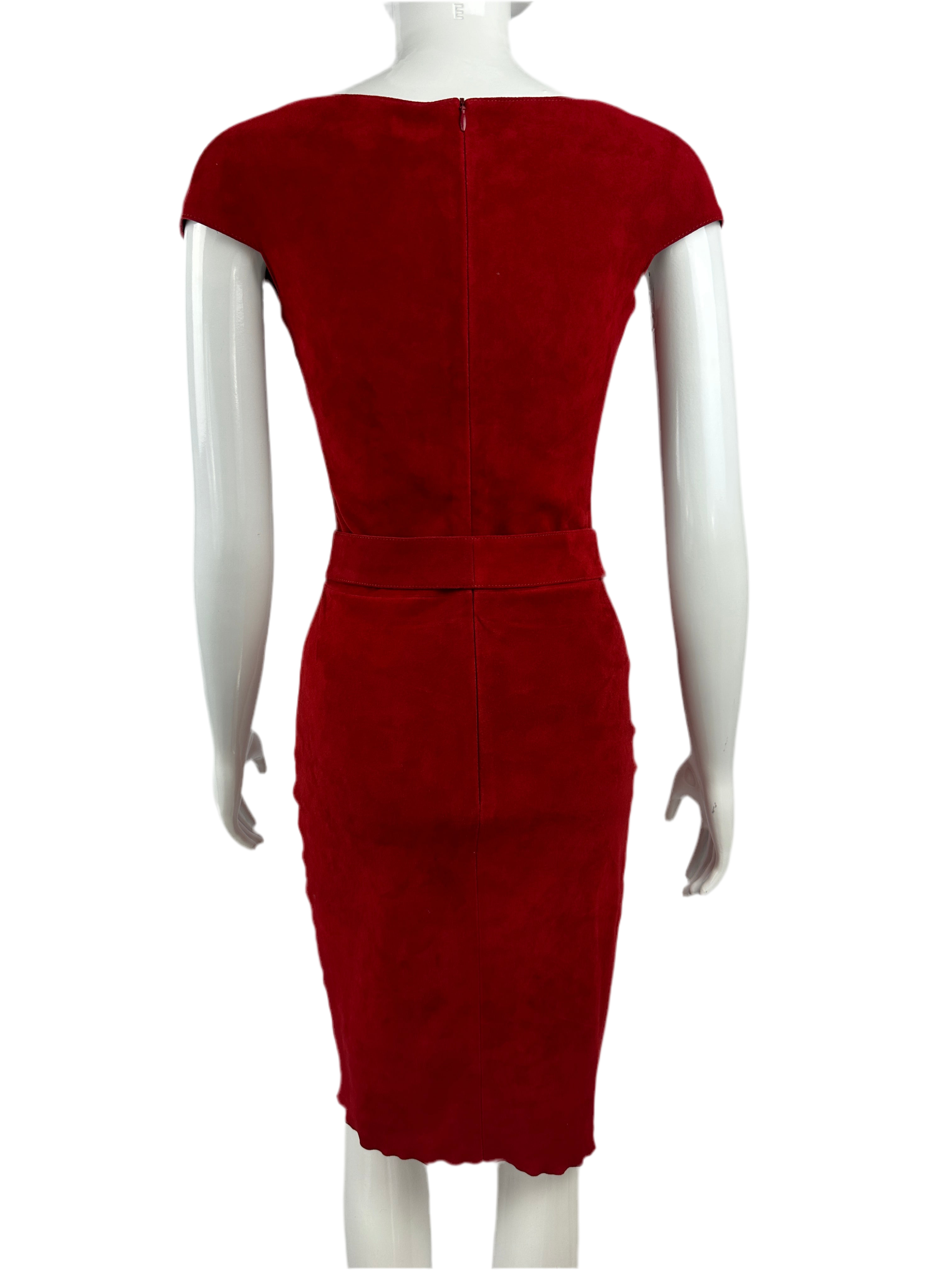 Jitrois red lambskin knee-length dress - size 36