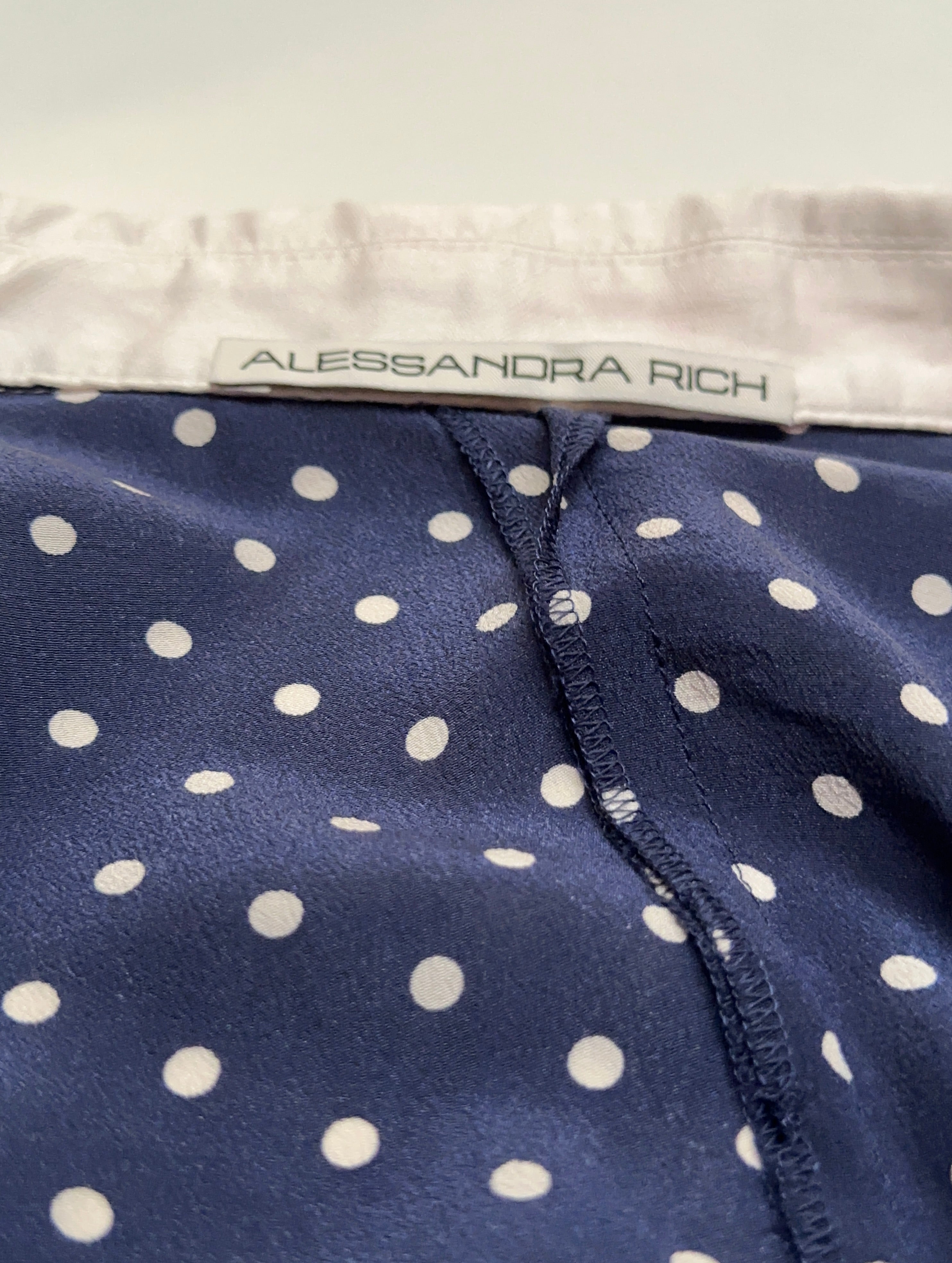 Alessandra Rich blue dress with white polka dots - size 38