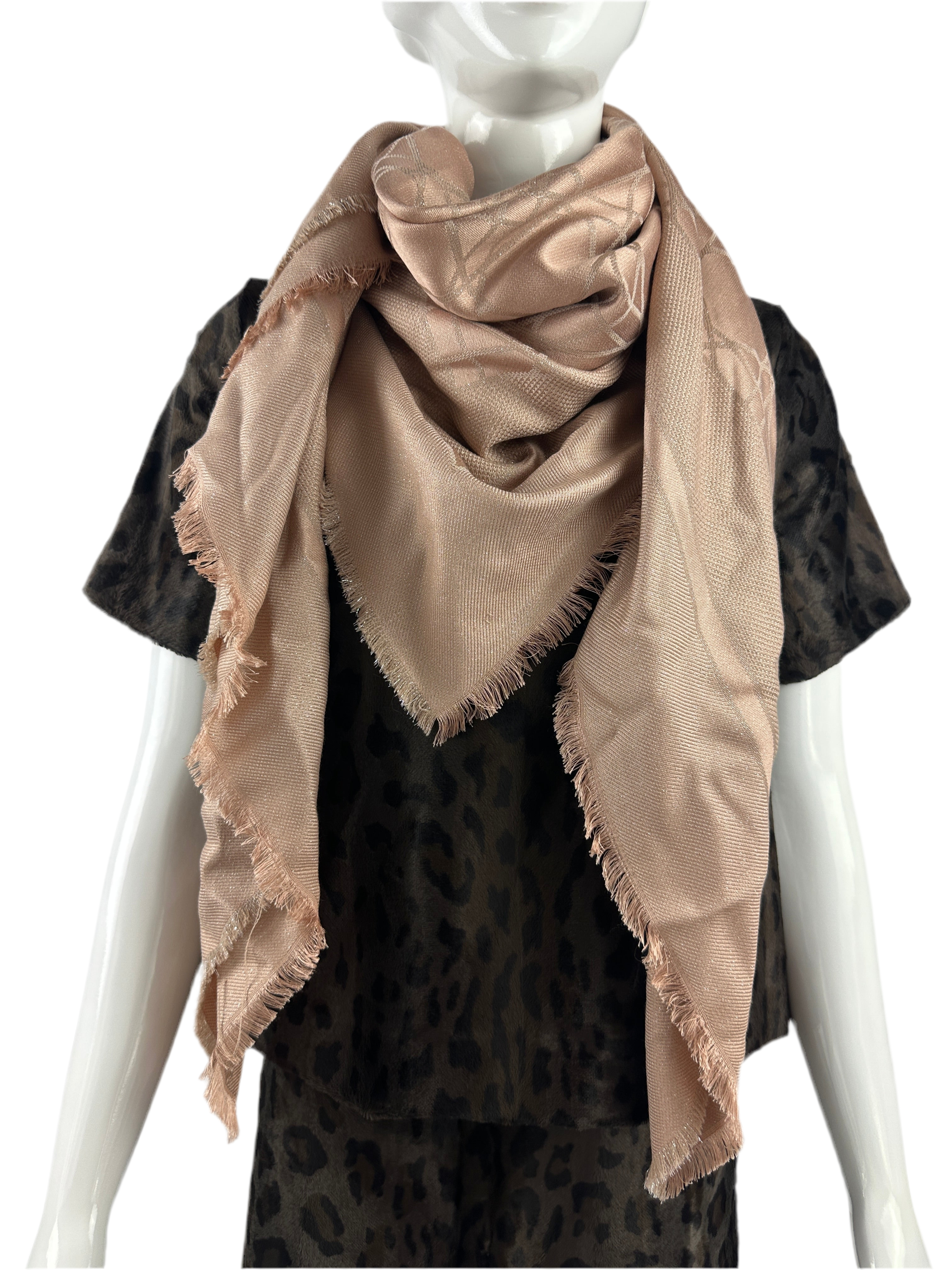 Dior stole shawl muffler canage silk wool women's light pink