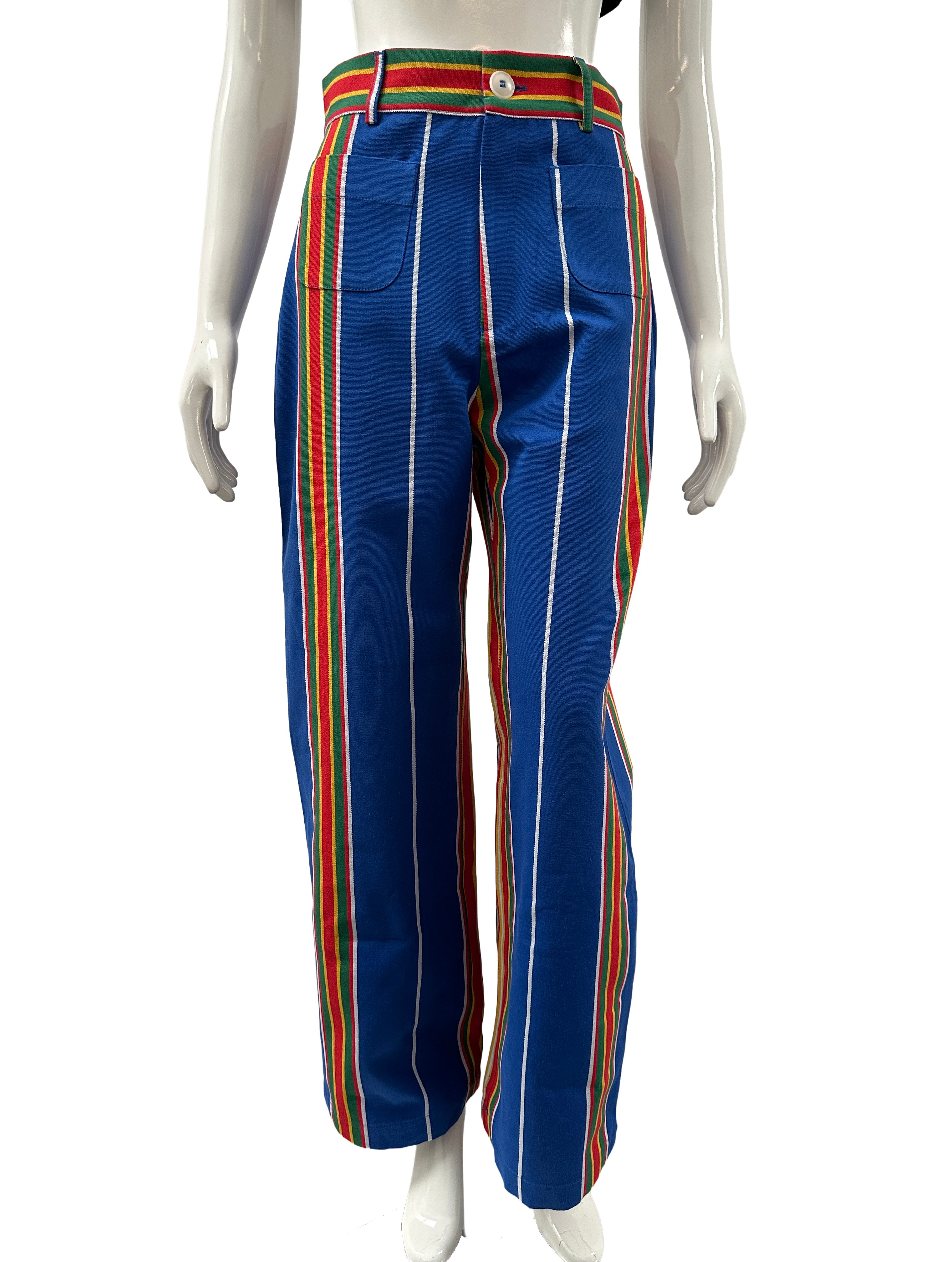 La Veste blue pippi style multicolor striped cotton pants - size M