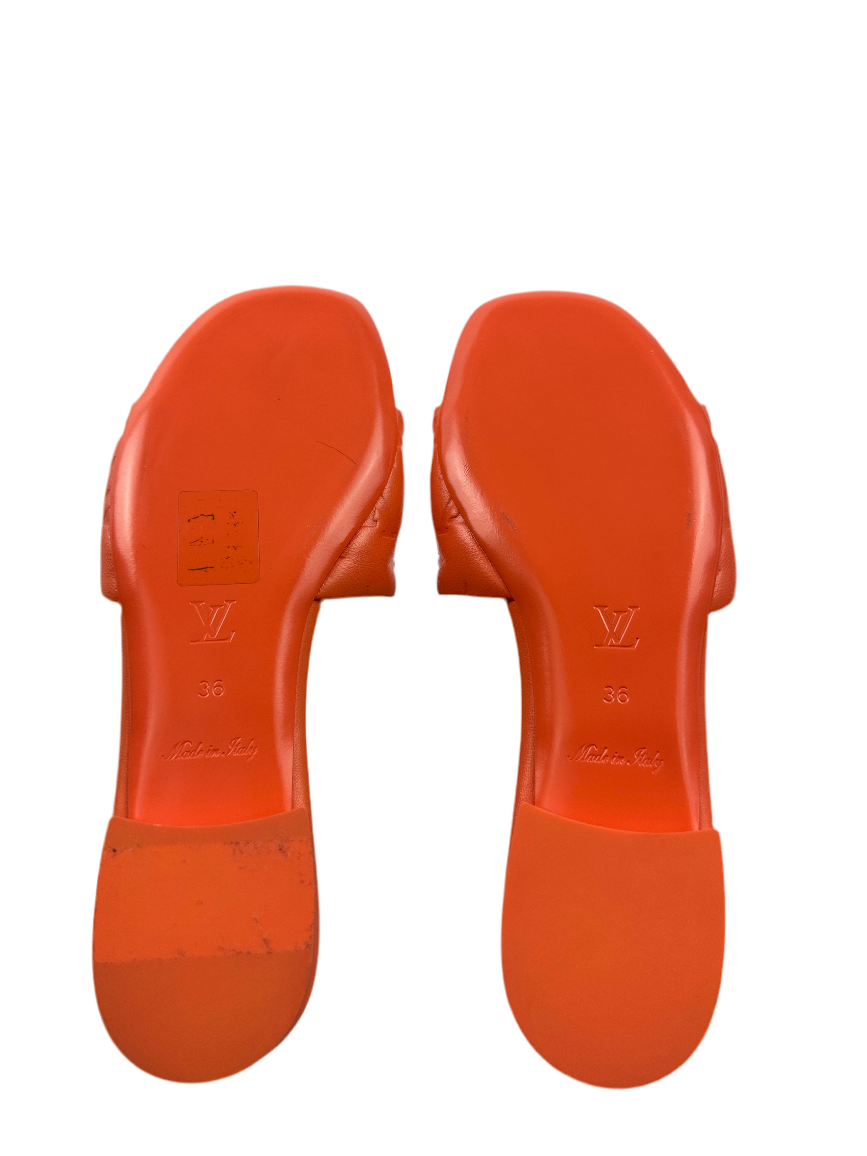 Louis Vuitton Revival flat mule orange monogram pattern - size 36