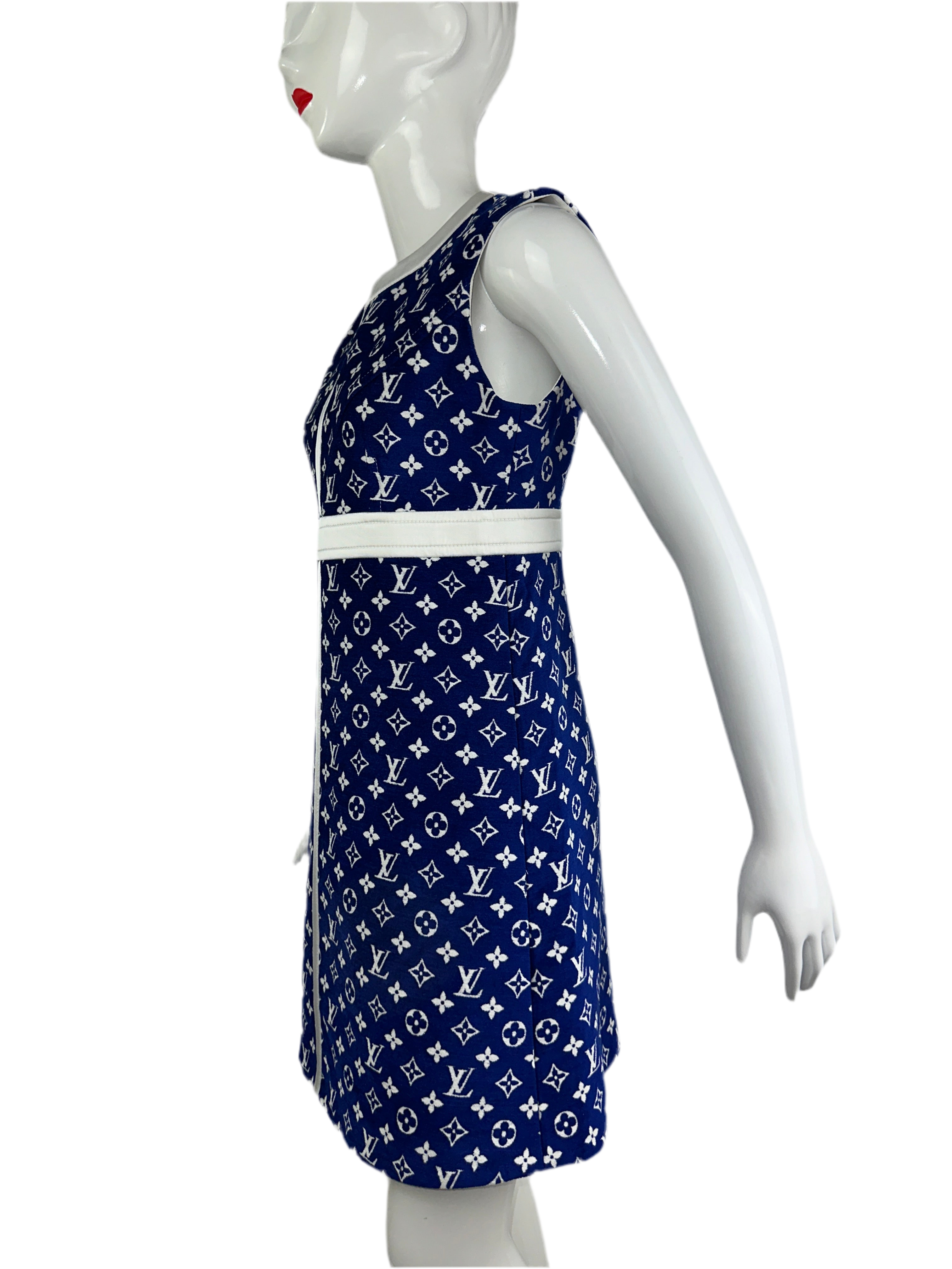 Louis Vuitton blue dress with white monogram - size 38